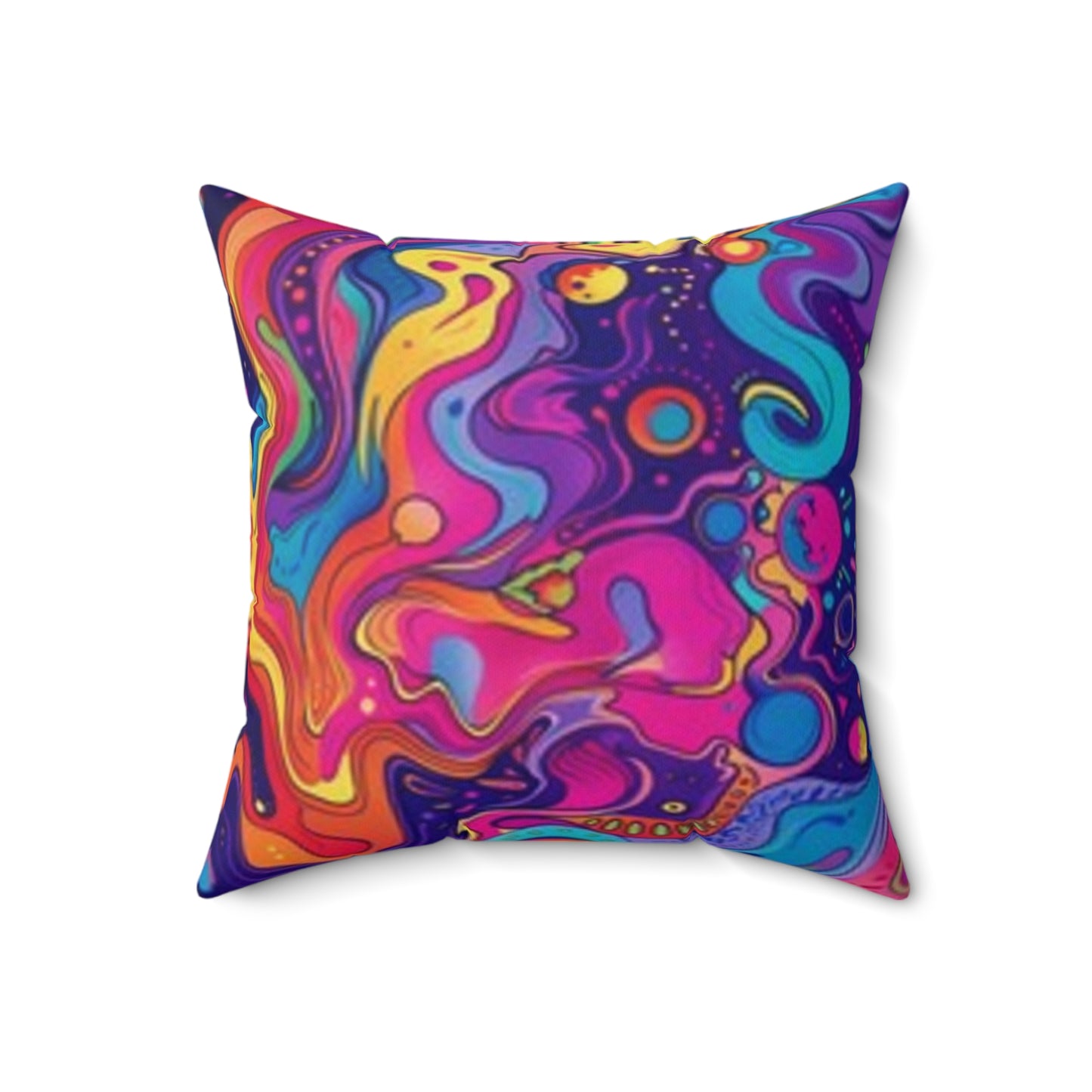 Vibrant Abstract Art Pillow - Colorful Spun Polyester Decorative Cushion