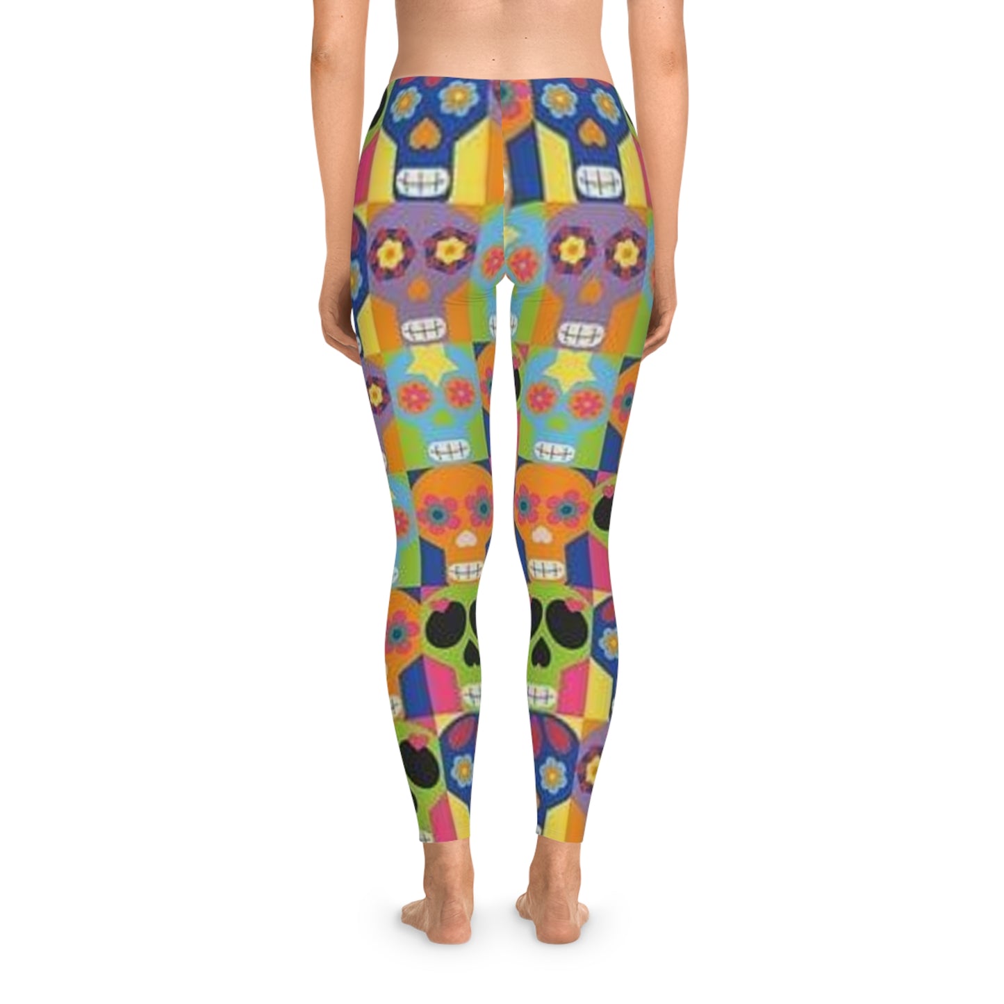 Leggings con estampado de calaveras de colores: ropa deportiva divertida y elástica para estilos modernos