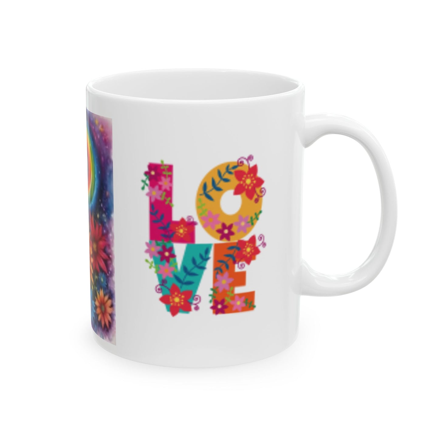 Taza de cerámica con diseño floral arcoíris de colores (325 ml y 433 ml), regalo perfecto para los amantes de la naturaleza.