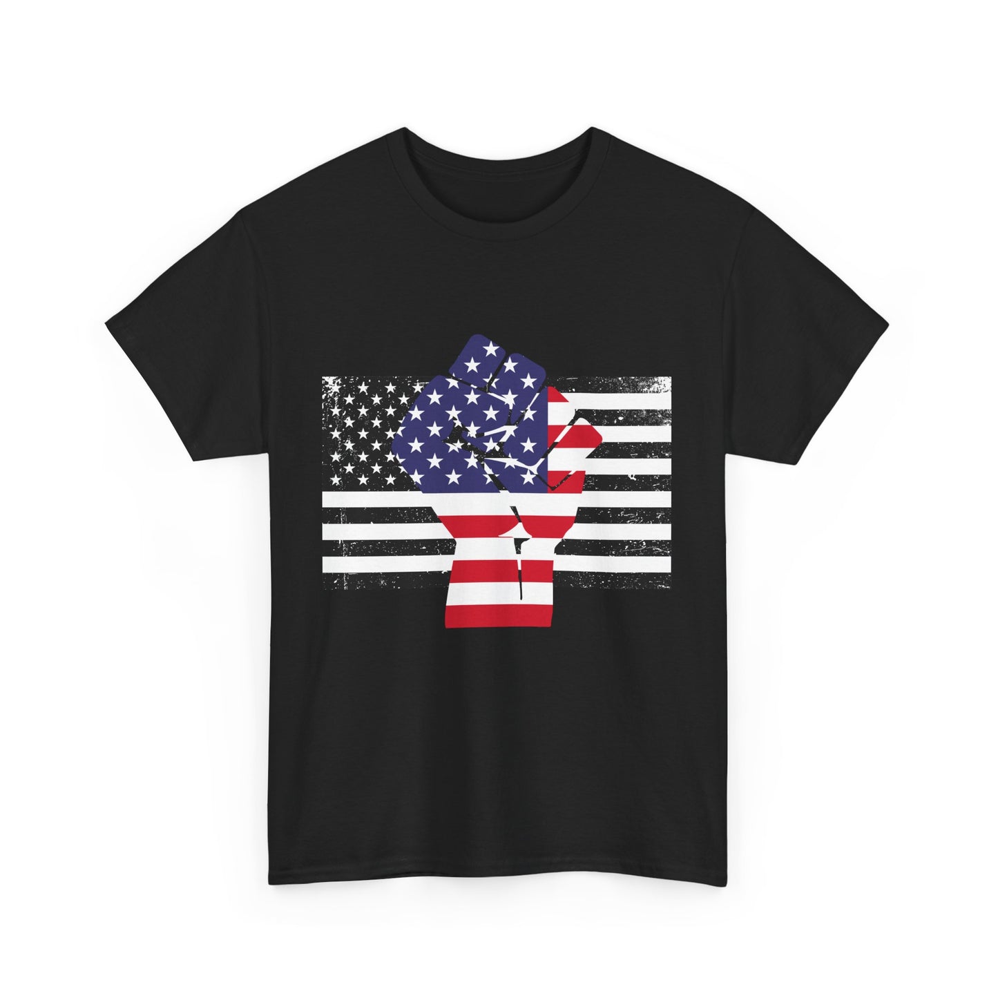 Camiseta unisex patriótica de algodón grueso - Camiseta gráfica "Lucha por América"