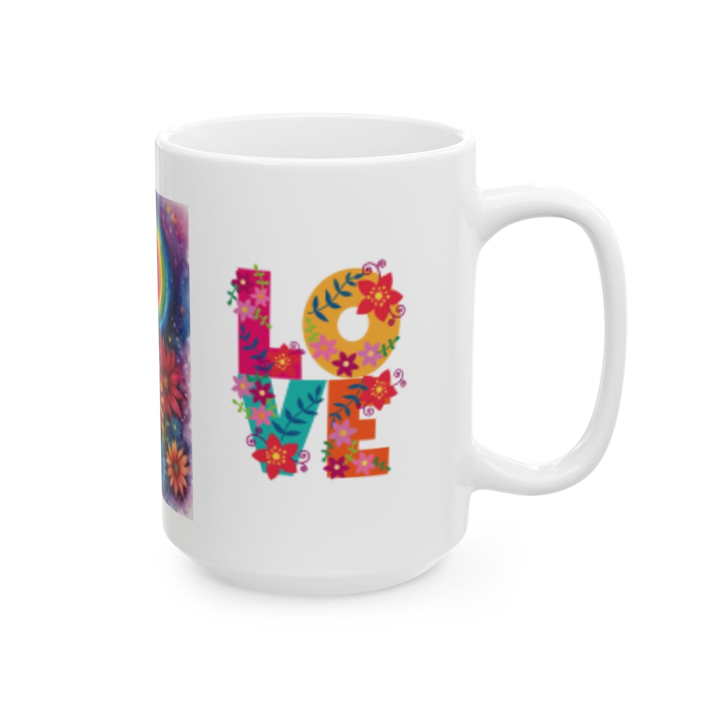 Taza de cerámica con diseño floral arcoíris de colores (325 ml y 433 ml), regalo perfecto para los amantes de la naturaleza.