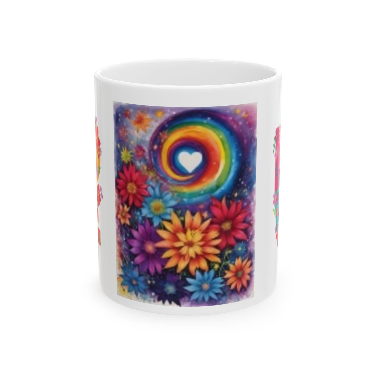 Taza de cerámica con diseño floral arcoíris de colores (325 ml y 433 ml), regalo perfecto para los amantes de la naturaleza.
