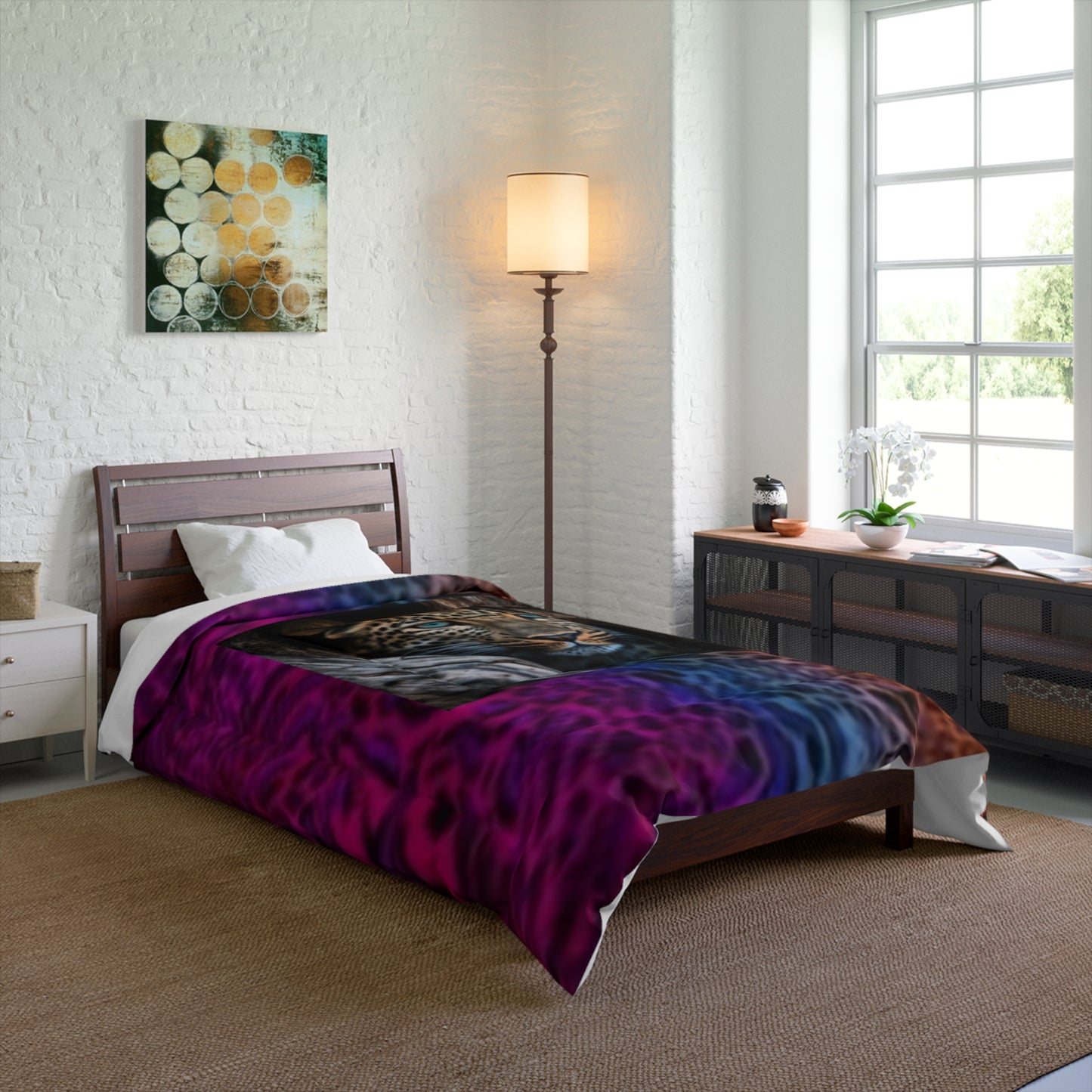 Vibrant Leopard & Animal Print Comforter - Wild Cat Bedding, Animal Print Throw, Bohemian Bedroom Decor, Unique Gift for Animal Lovers