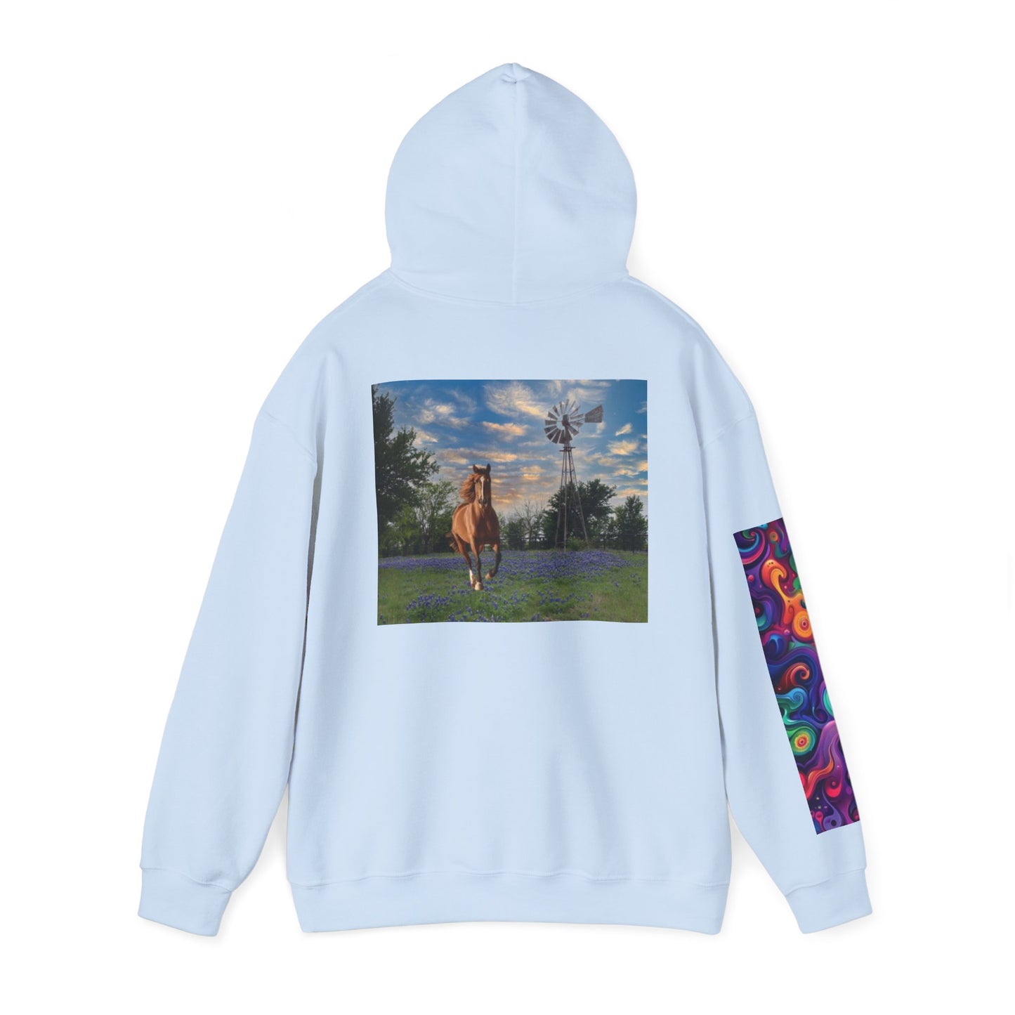 Sudadera con capucha unisex inspirada en Texas con diseño de mangas coloridas