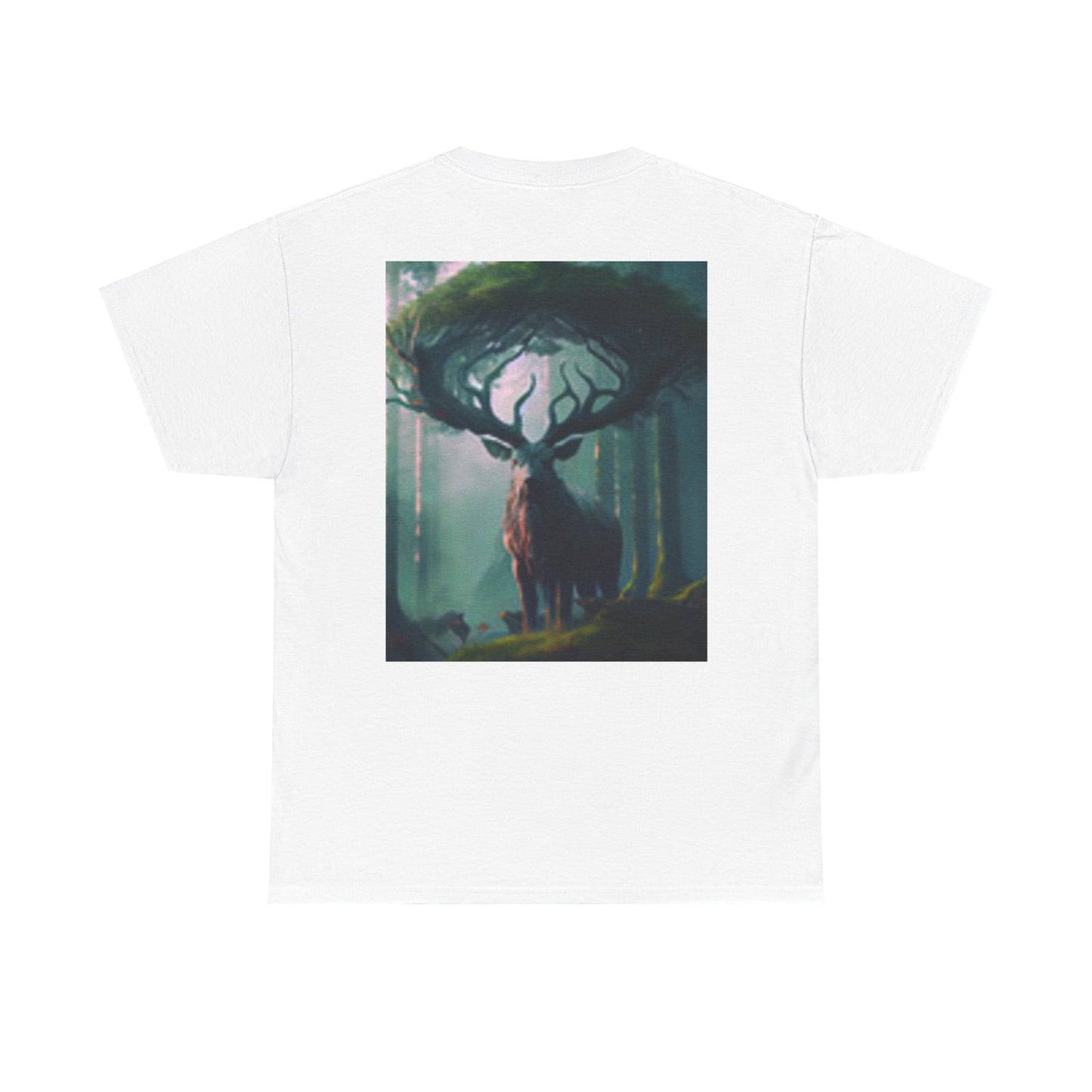 Camiseta unisex de algodón grueso con diseño de ciervos en el bosque
