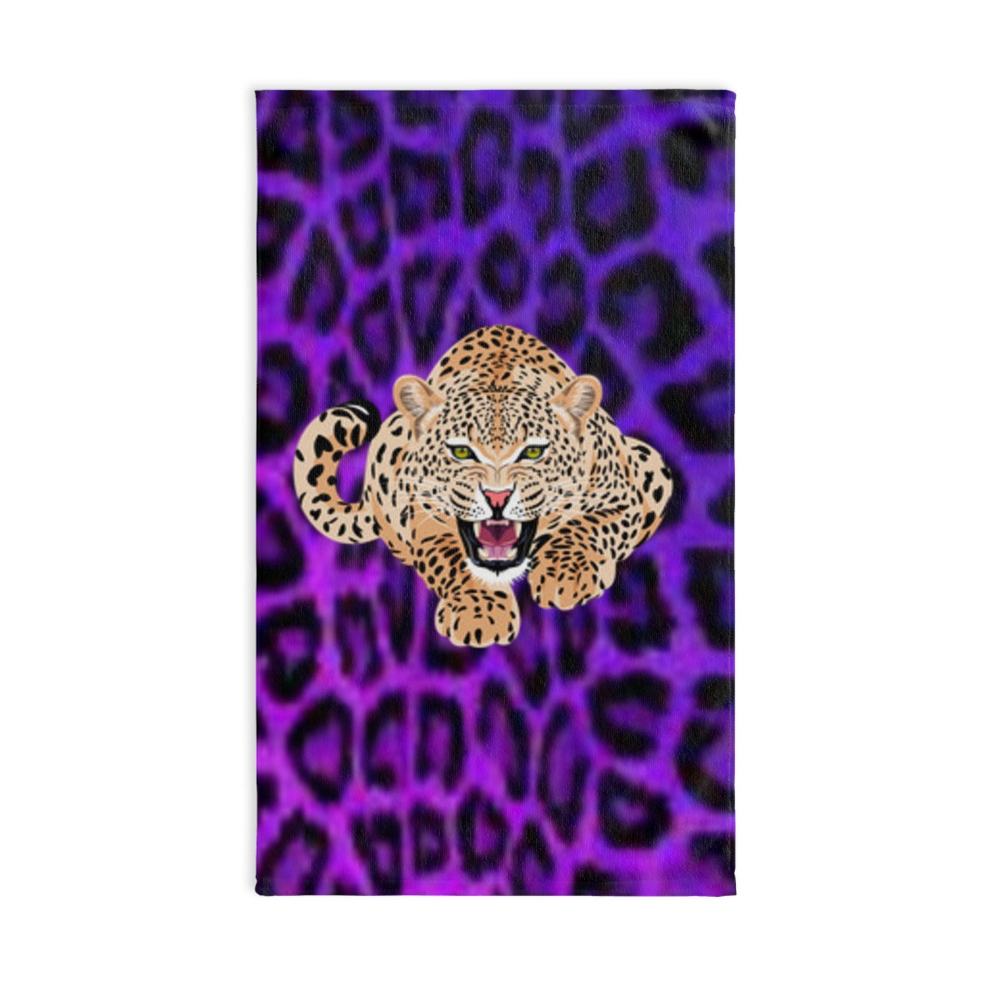 Toalla de manos Wild Cat - Estampado de leopardo morado - Decoración para cocina y baño