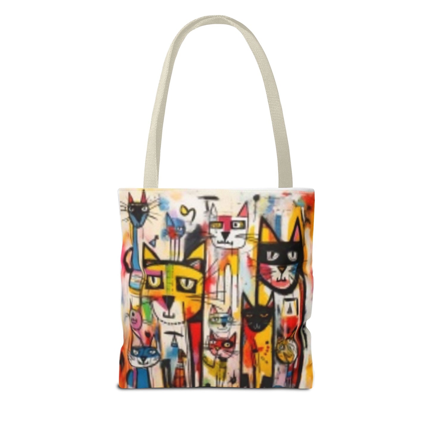 Colorful Cat Art Tote Bag, Cat Lover Gift, Unique Shopping Tote Bag, Whimsical Carryall for Pet Owners