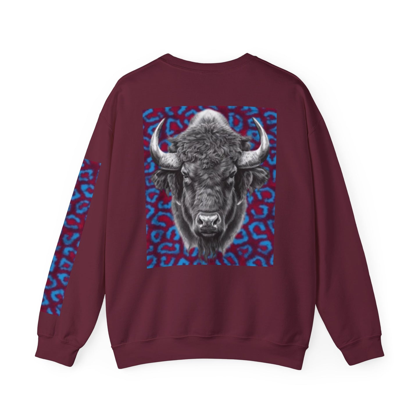 Sudadera unisex de cuello redondo con diseño de búfalo llamativo: perfecta para amantes de la naturaleza