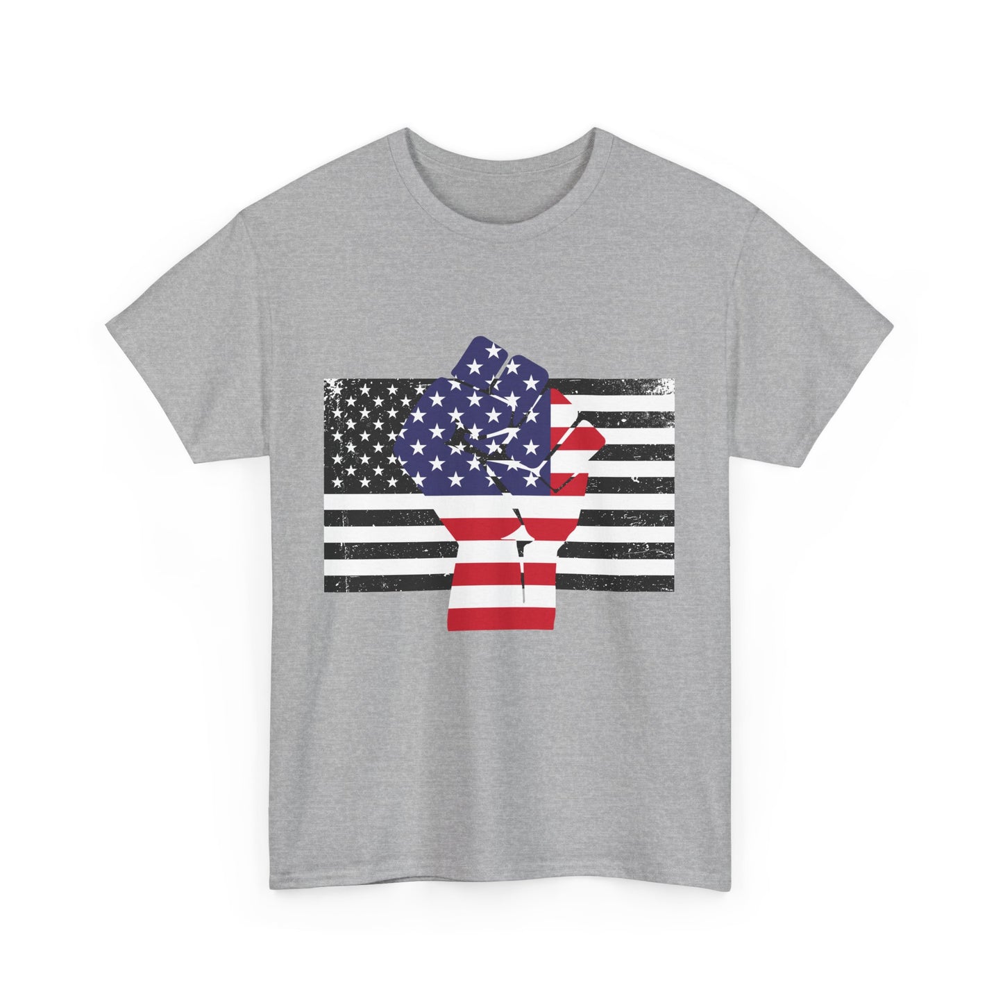 Camiseta unisex patriótica de algodón grueso - Camiseta gráfica "Lucha por América"
