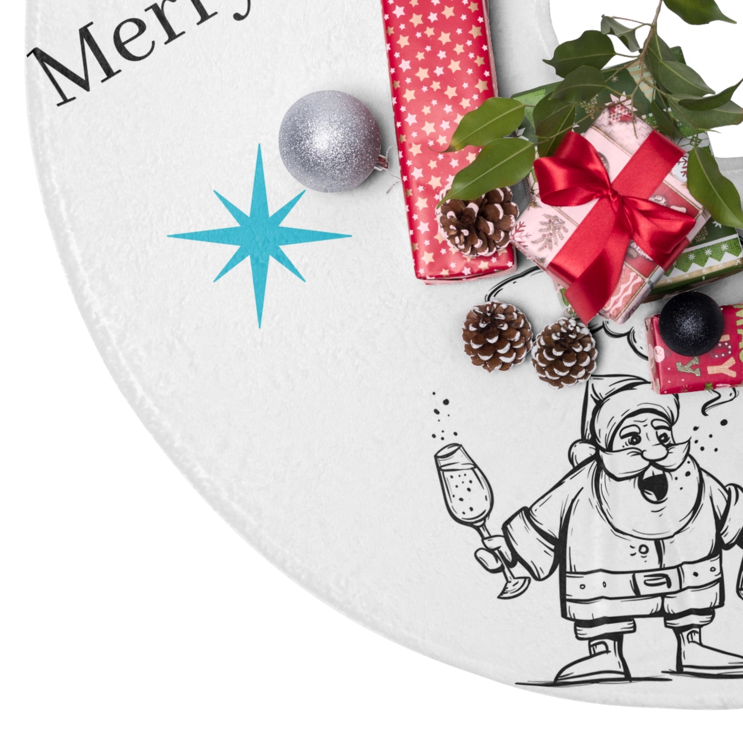 Faldas para árbol de Navidad Papá Noel bebiendo alcohol