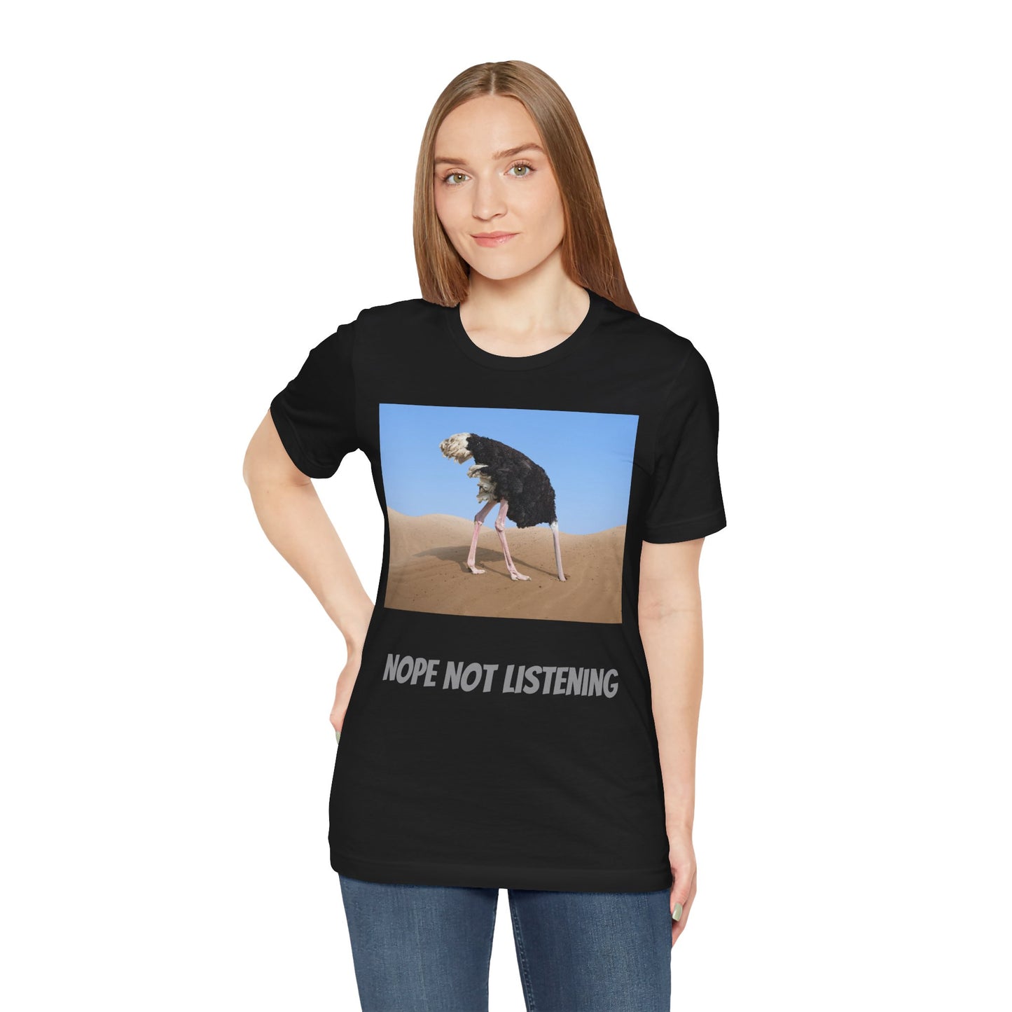 Camiseta avestruz no, no escucho