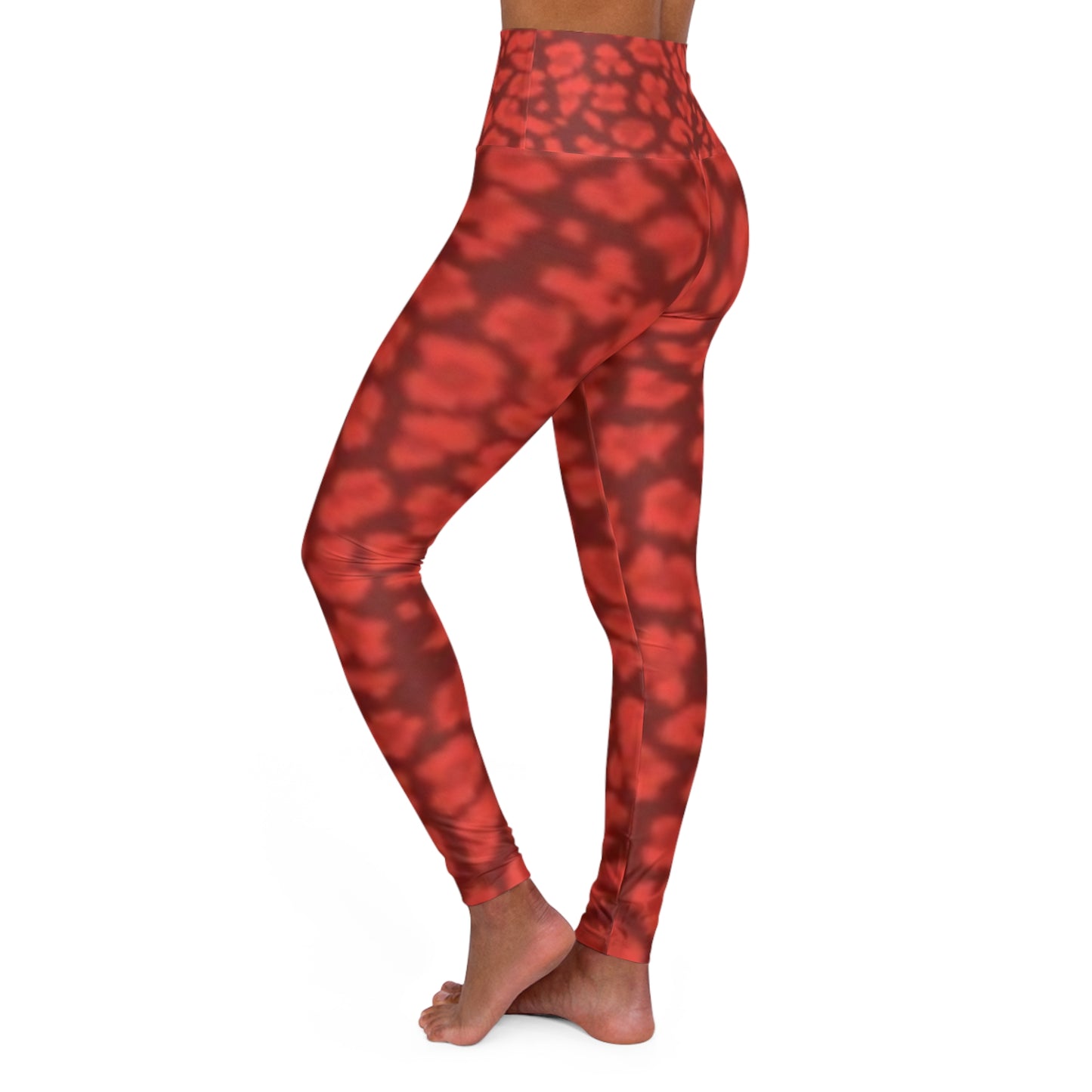Leggings de yoga de cintura alta, listos para entrenar: estampado rojo moderno para un estilo de vida activo