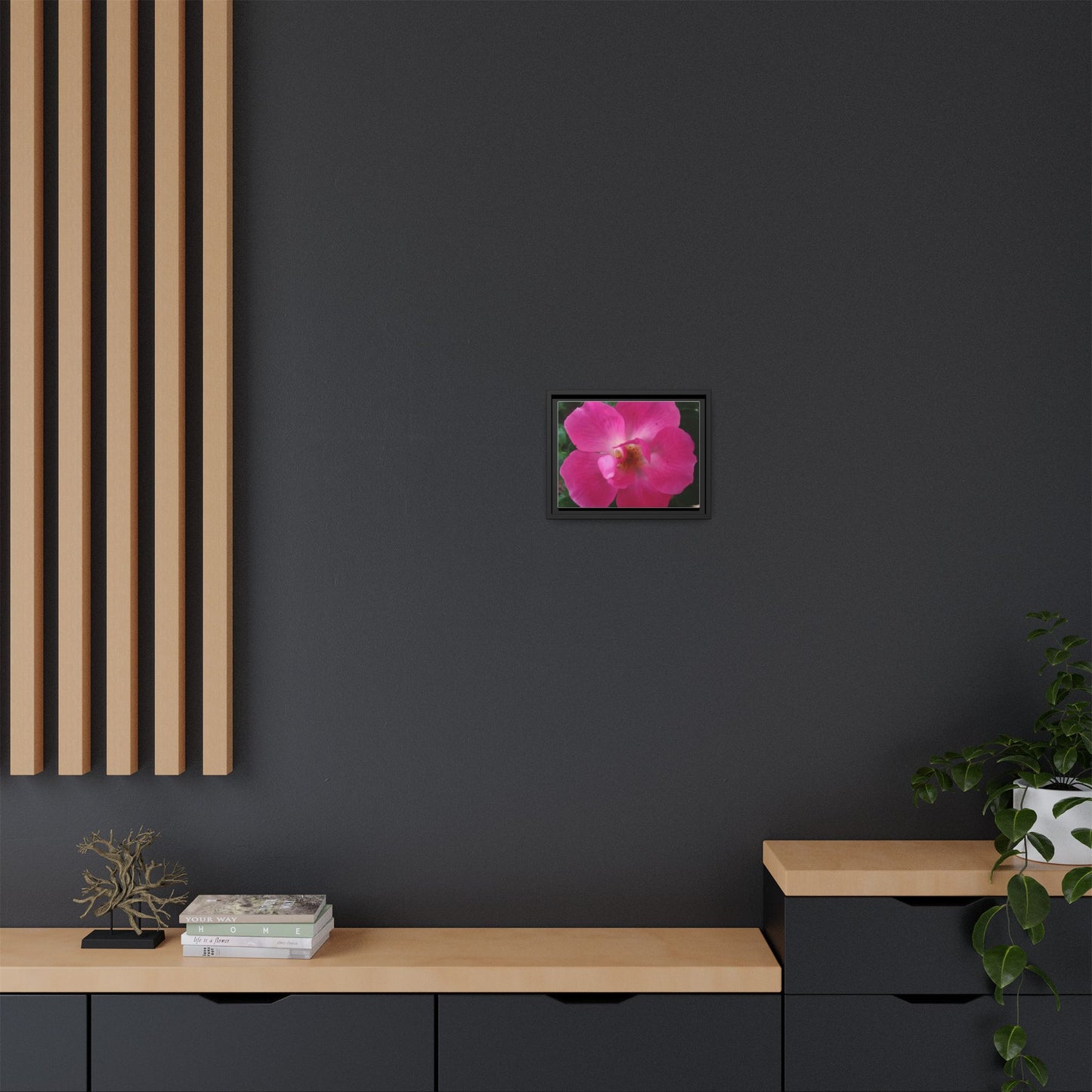 Framed Floral Canvas Art Print | Vibrant Pink Flower Decor, Wall Art for Home, Gift for Her, Mother's Day, Birthday