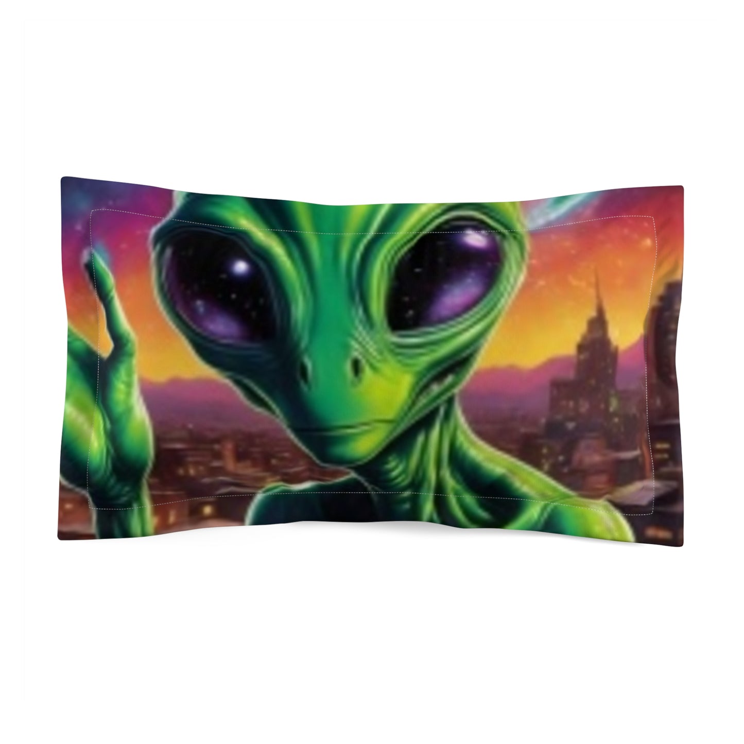 Pillow Sham Green Alien King Standard Size Thanks Shookie Mookie