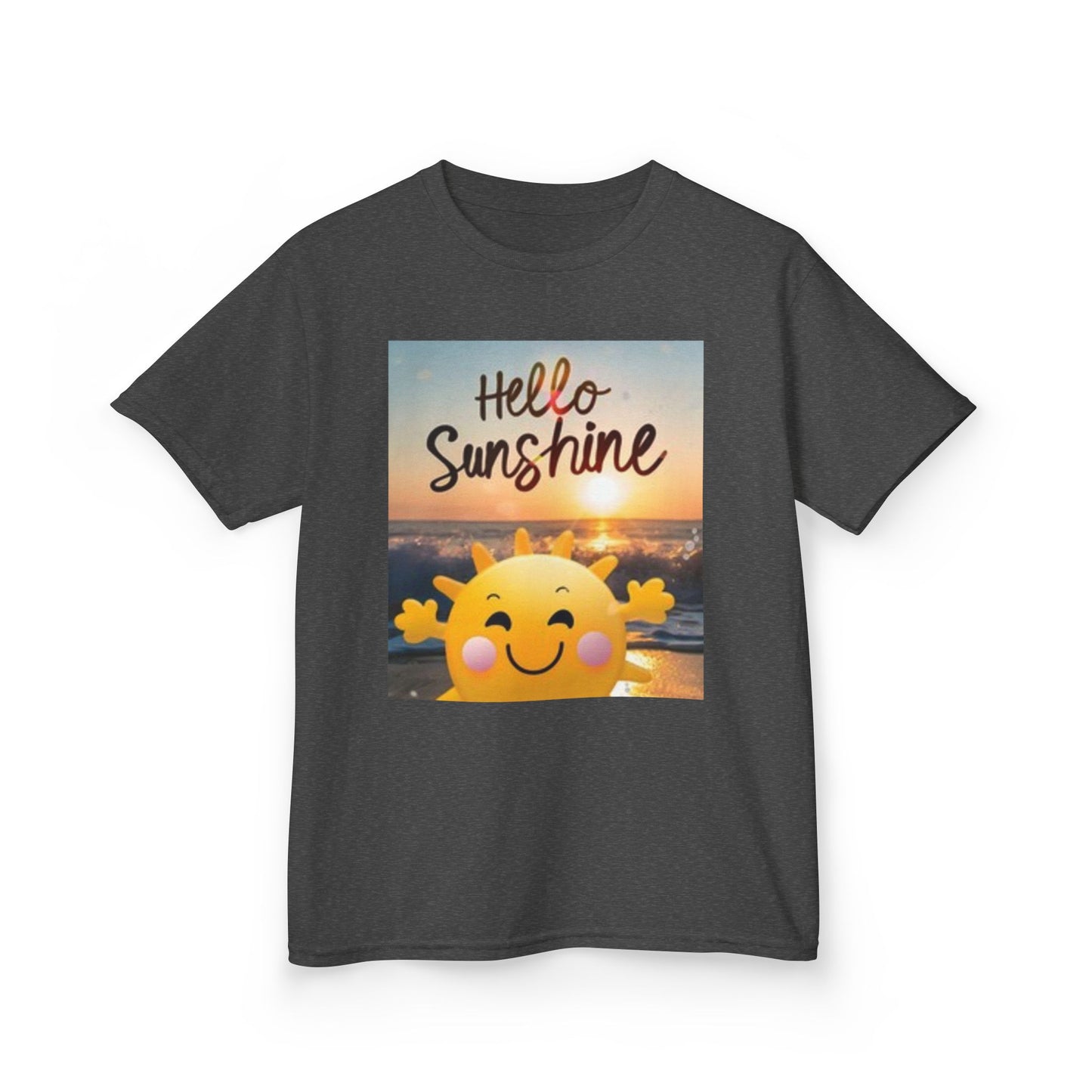 Camiseta infantil "Hello Sunshine" con corazones de colores: ropa de verano divertida y divertida