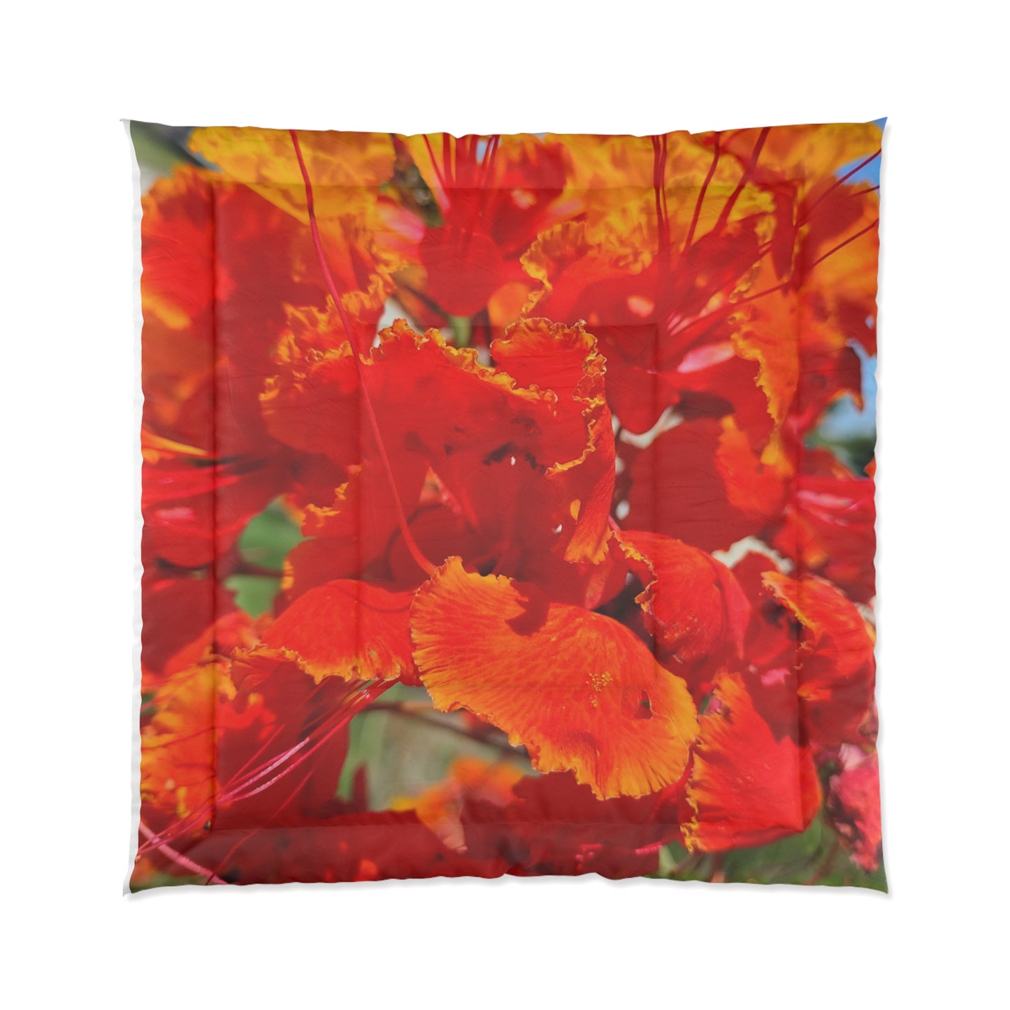 Vibrant Orange Flowers Comforter Oh My Goodness It's Beautiful! Matching Pillows & Towels!