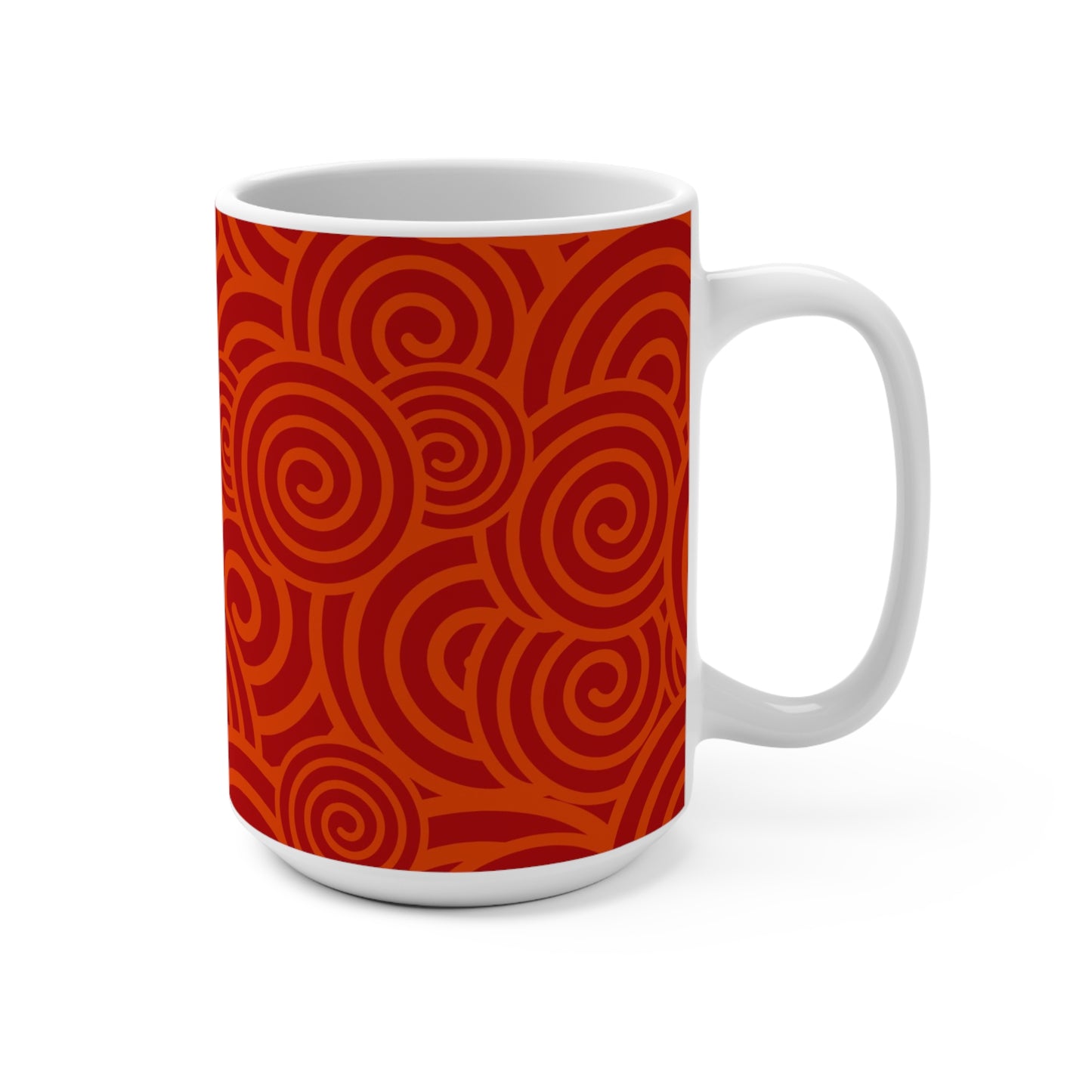 Taza de café con estampado de remolino rojo vibrante - 15 oz