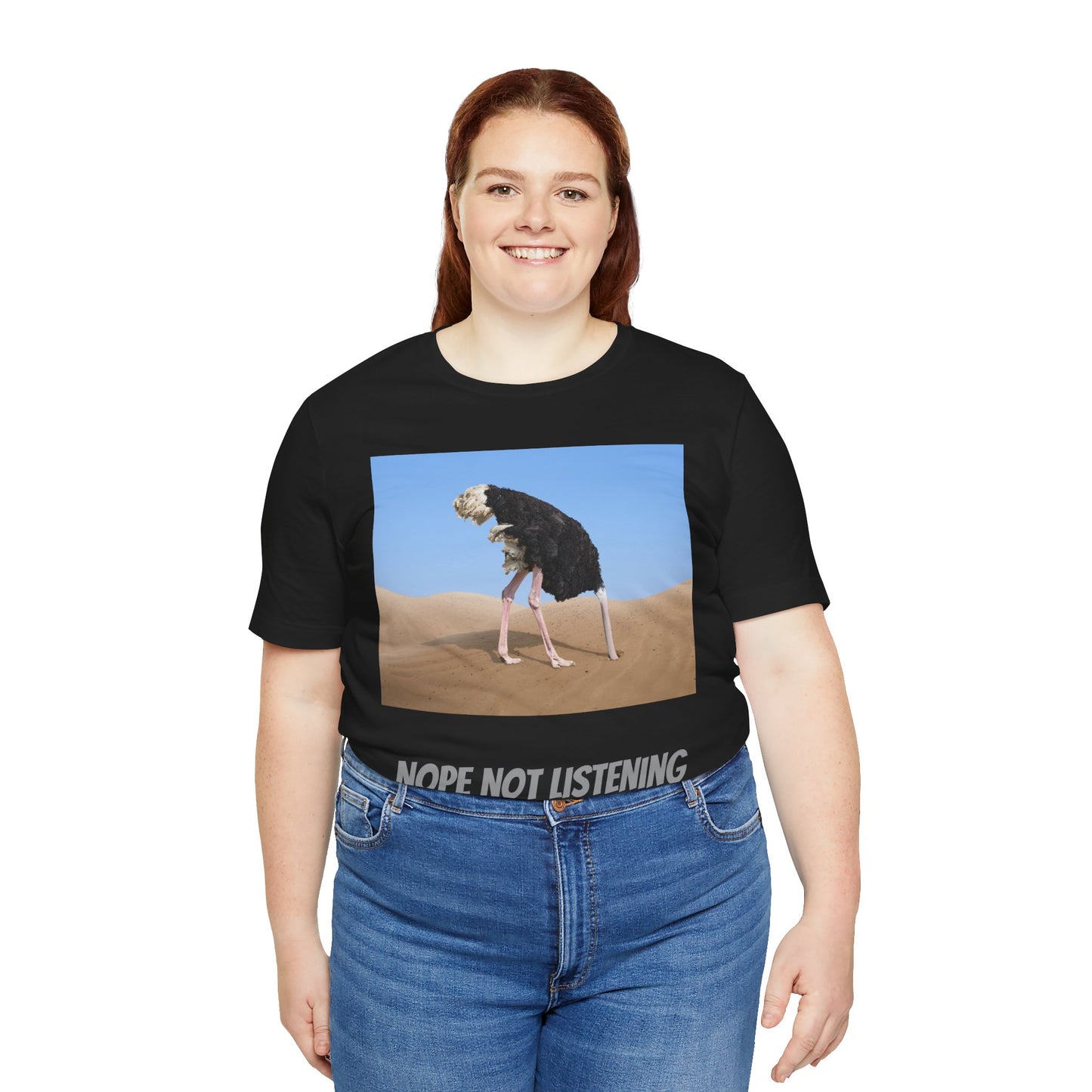 Camiseta avestruz no, no escucho