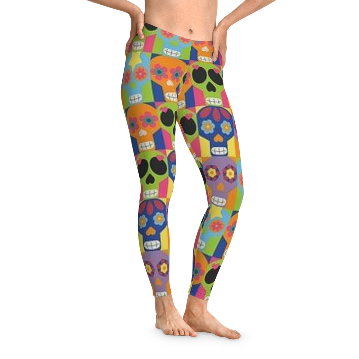 Leggings con estampado de calaveras de colores: ropa deportiva divertida y elástica para estilos modernos