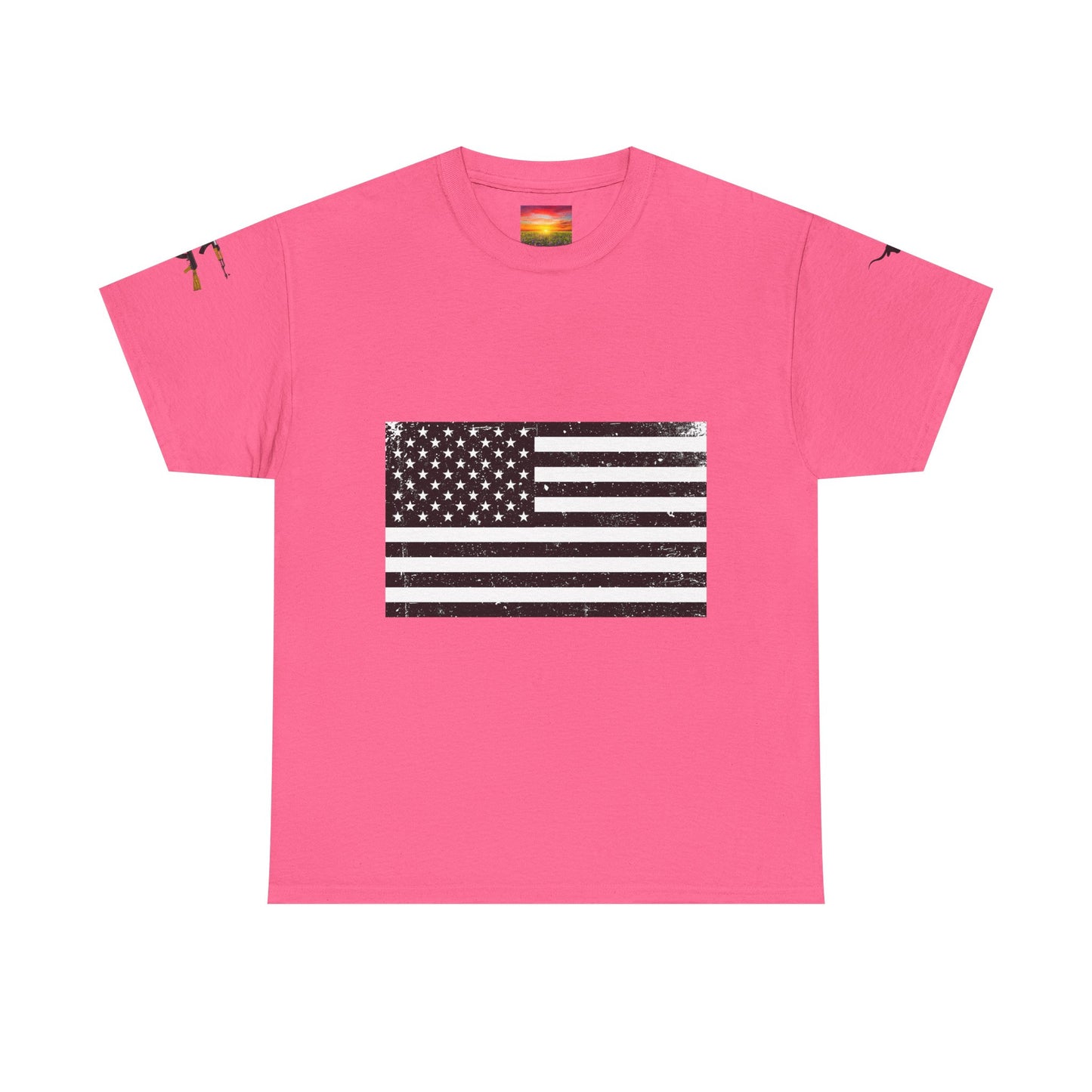 Vintage American Flag Guns Longhorn Sunset T-shirt