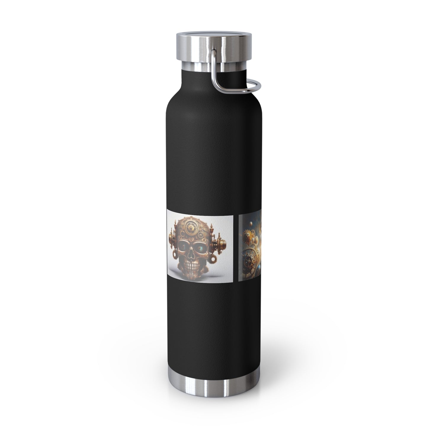Botella de cobre con aislamiento al vacío, 22 oz, diseño de calavera de mujer y gato