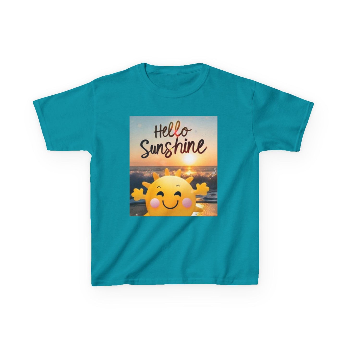Camiseta infantil "Hello Sunshine" con corazones de colores: ropa de verano divertida y divertida