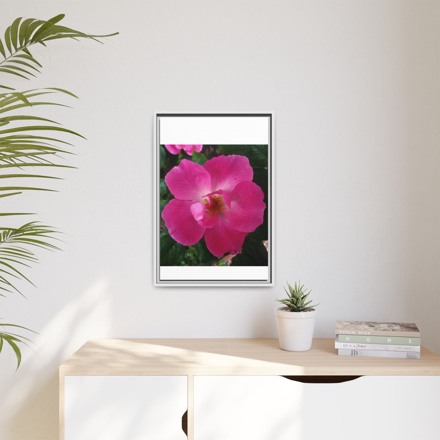 Framed Floral Canvas Art Print | Vibrant Pink Flower Decor, Wall Art for Home, Gift for Her, Mother's Day, Birthday