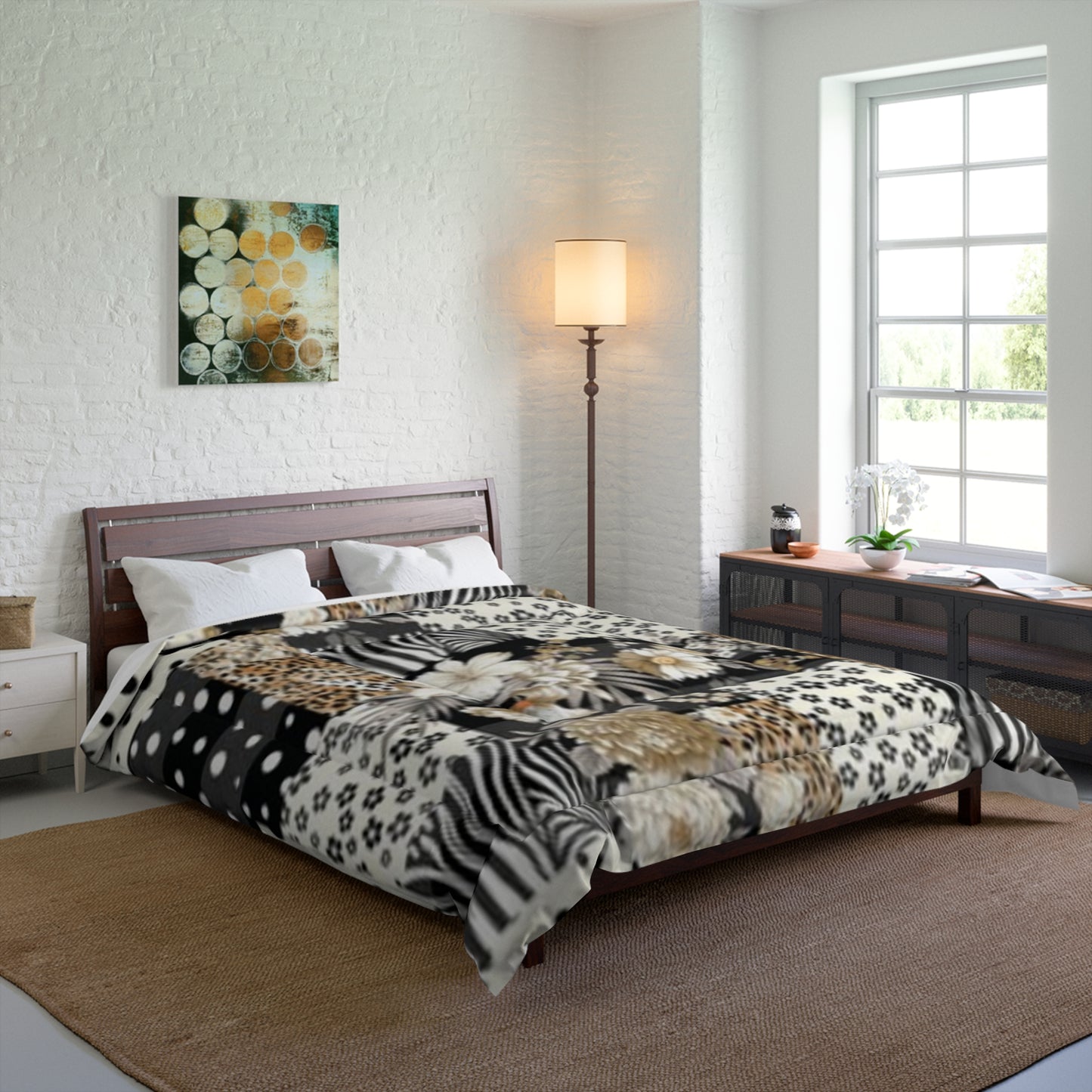Edredón bohemio de patchwork floral: decoración acogedora para el dormitorio