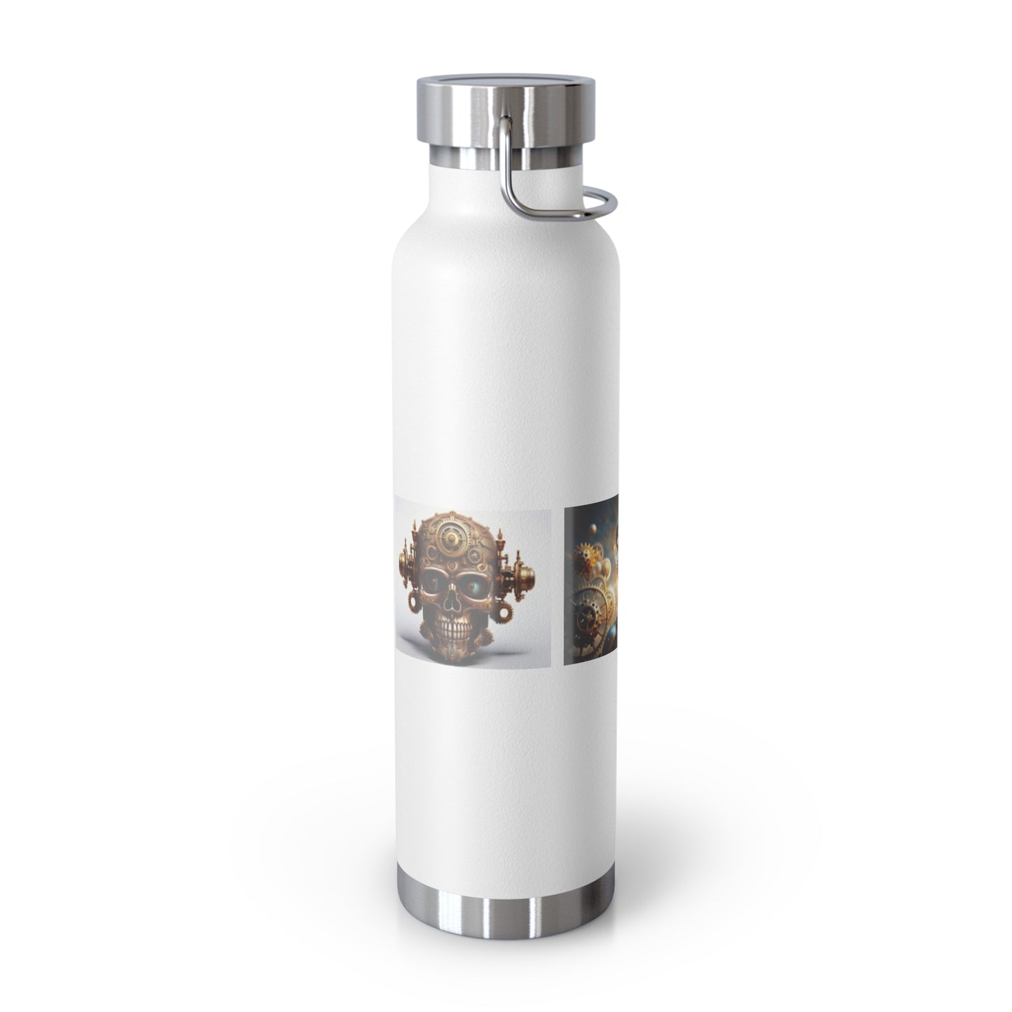 Botella de cobre con aislamiento al vacío, 22 oz, diseño de calavera de mujer y gato