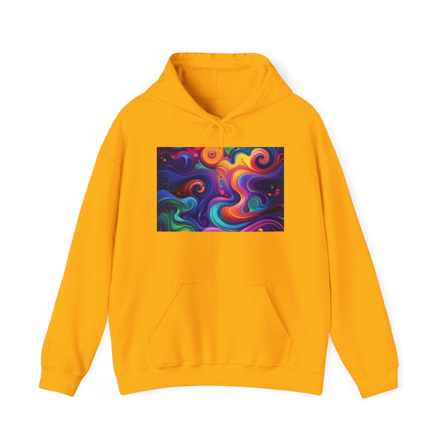 Sudadera con capucha unisex artística: diseño abstracto colorido y lunar