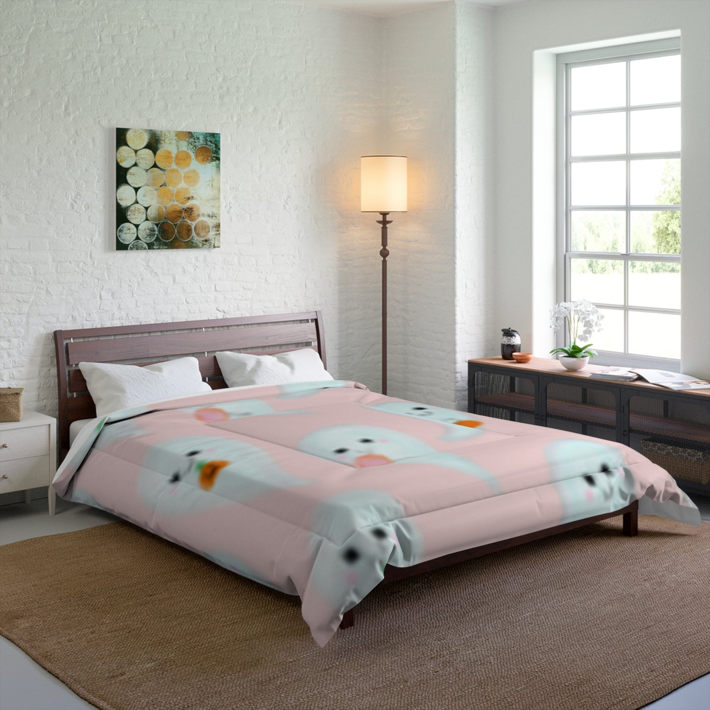 Ghosts on Pick Background Comforter Great for Girl's Room!