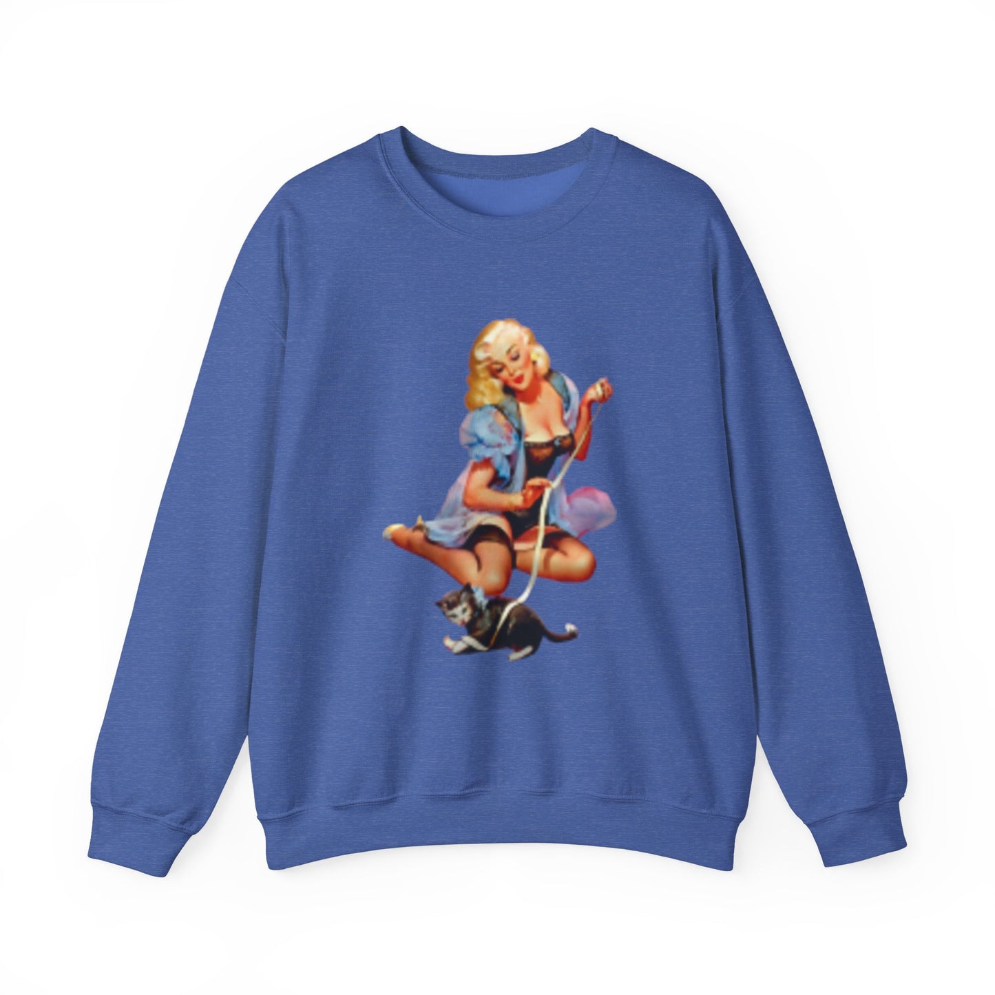 Sudadera retro sexy mujer en lencería con gato