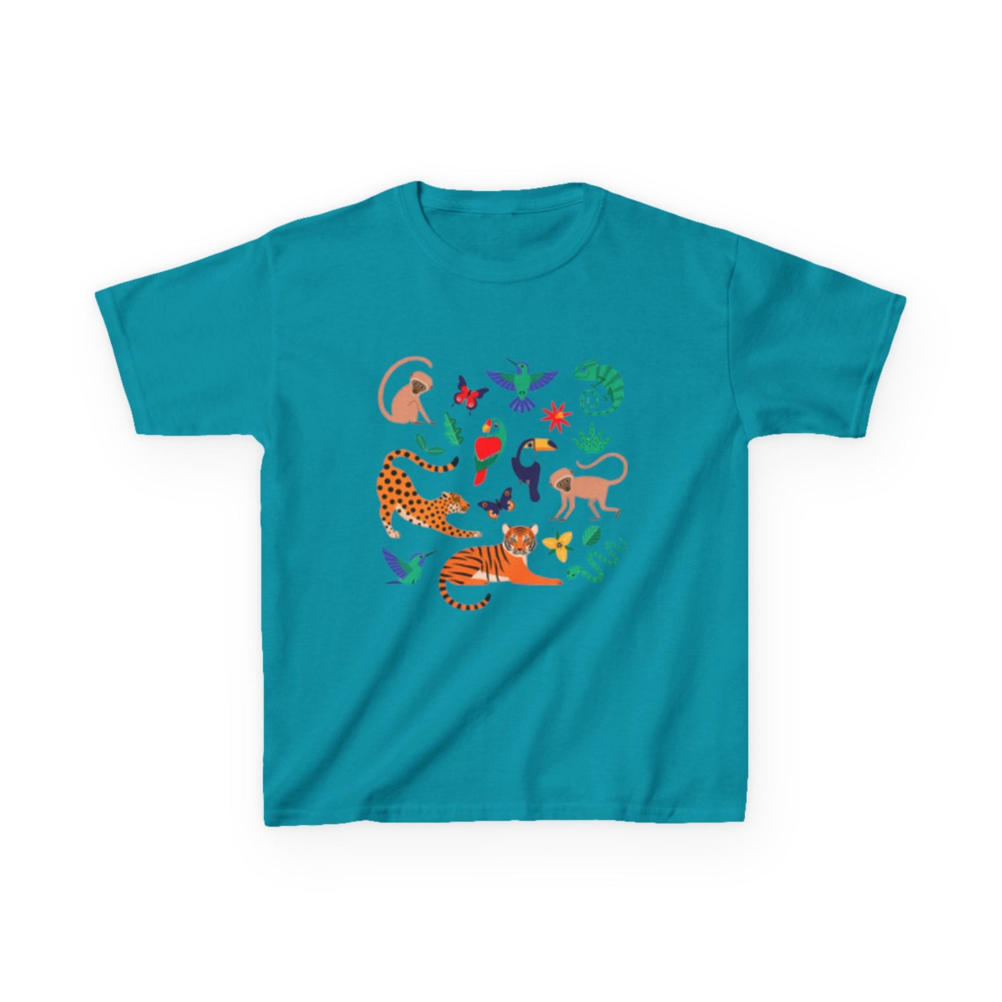 Camiseta infantil de aventura en la jungla: divertida camiseta de algodón con estampado animal