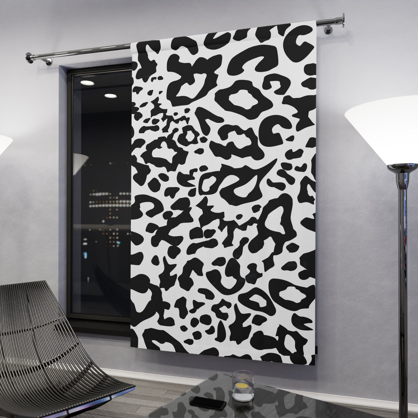 Cortinas para ventana (1 pieza) con estampado animal negro