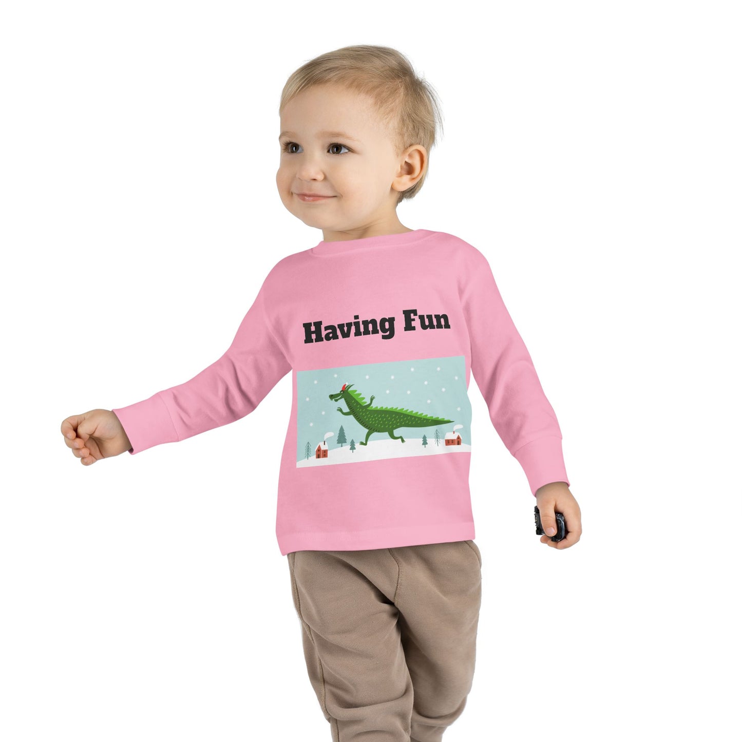 Camiseta de manga larga para niños pequeños Dinosaurio divirtiéndose