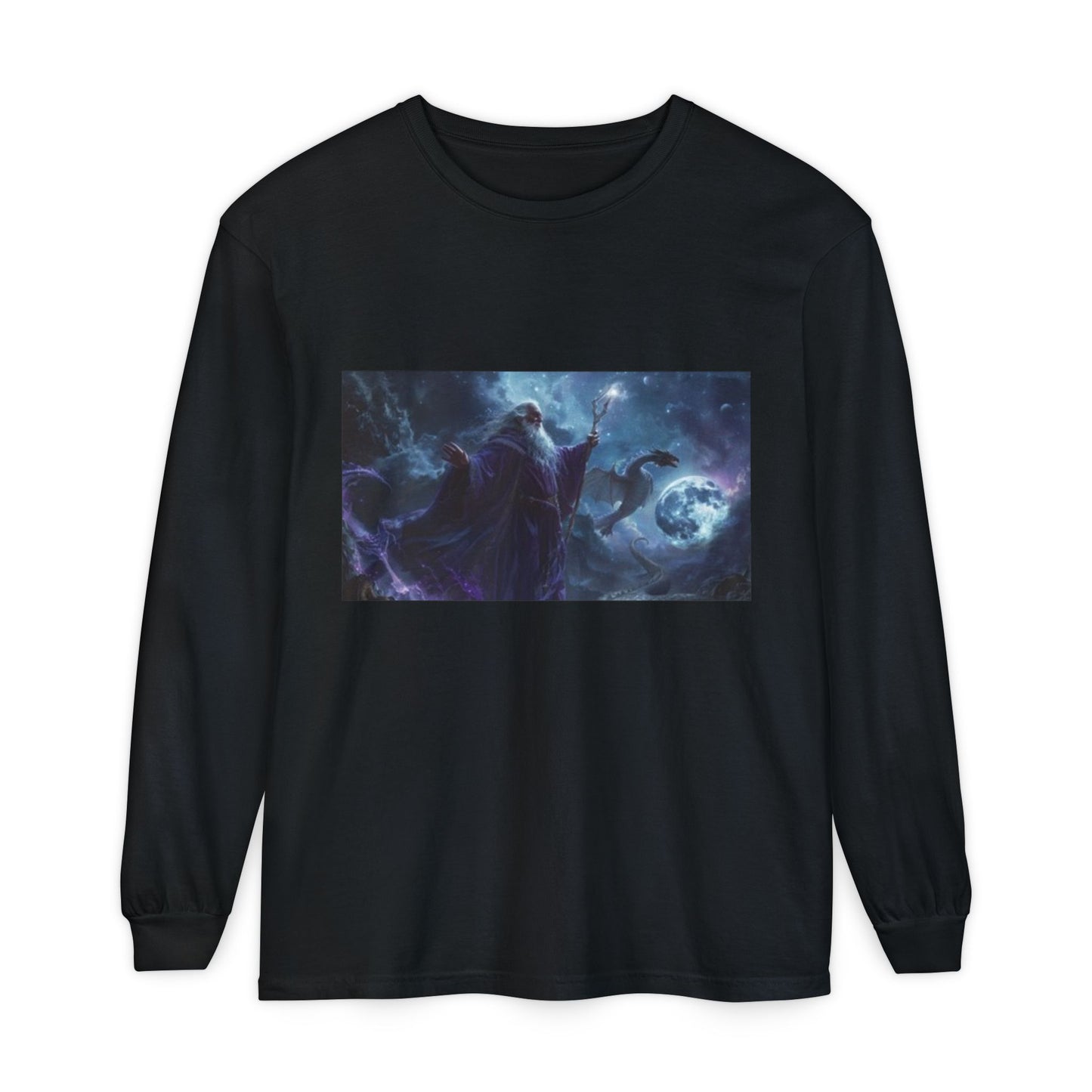 Camiseta de manga larga mística | Diseño de Mago Celestial y Fénix