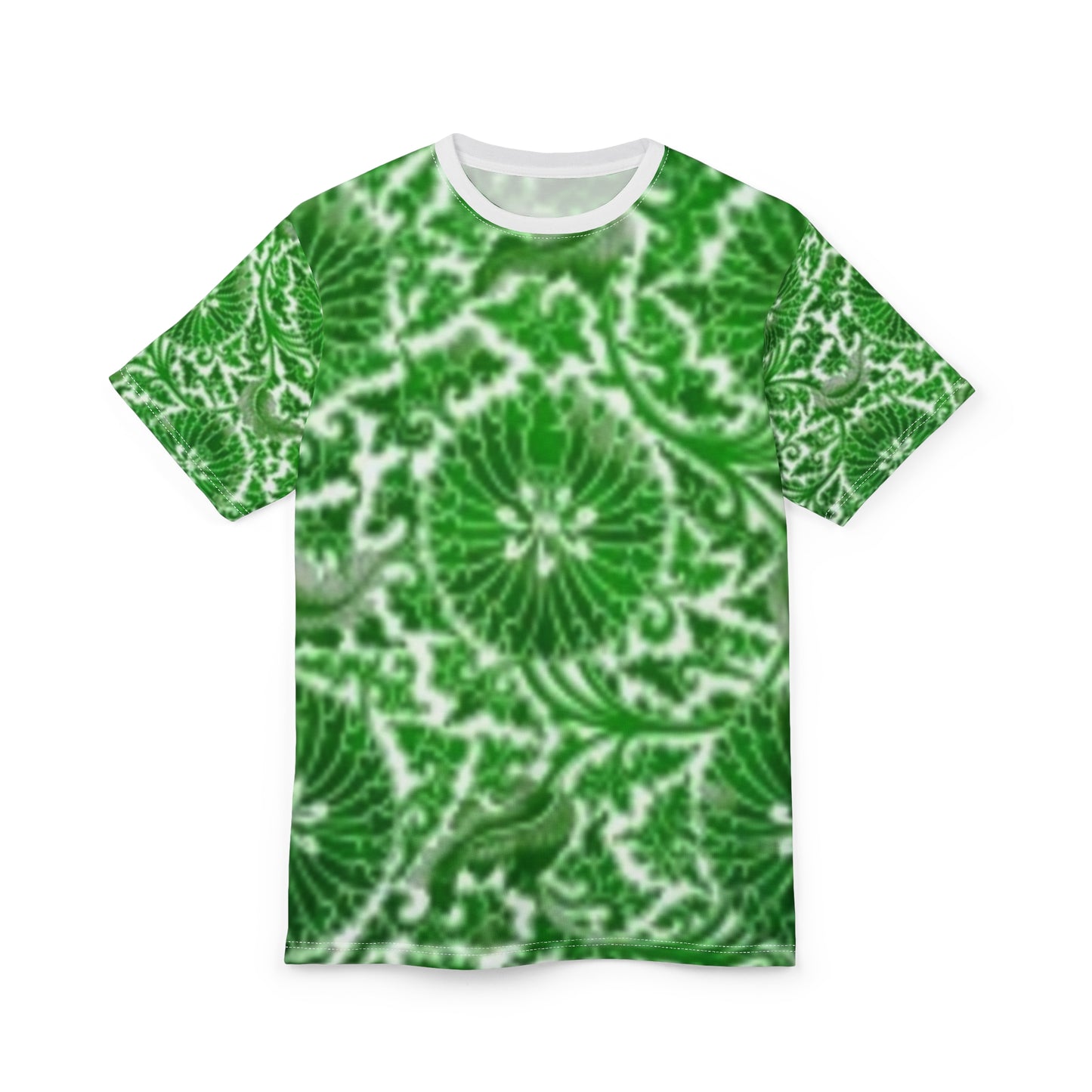 Camiseta unisex con estampado floral verde vibrante, con corte y costura: camiseta con estampado único para amantes de la naturaleza