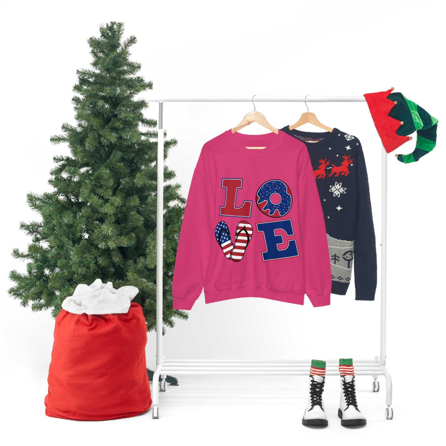 Sudadera con cuello redondo Love en rojo, blanco y azul ¡Te ves fabulosa!
