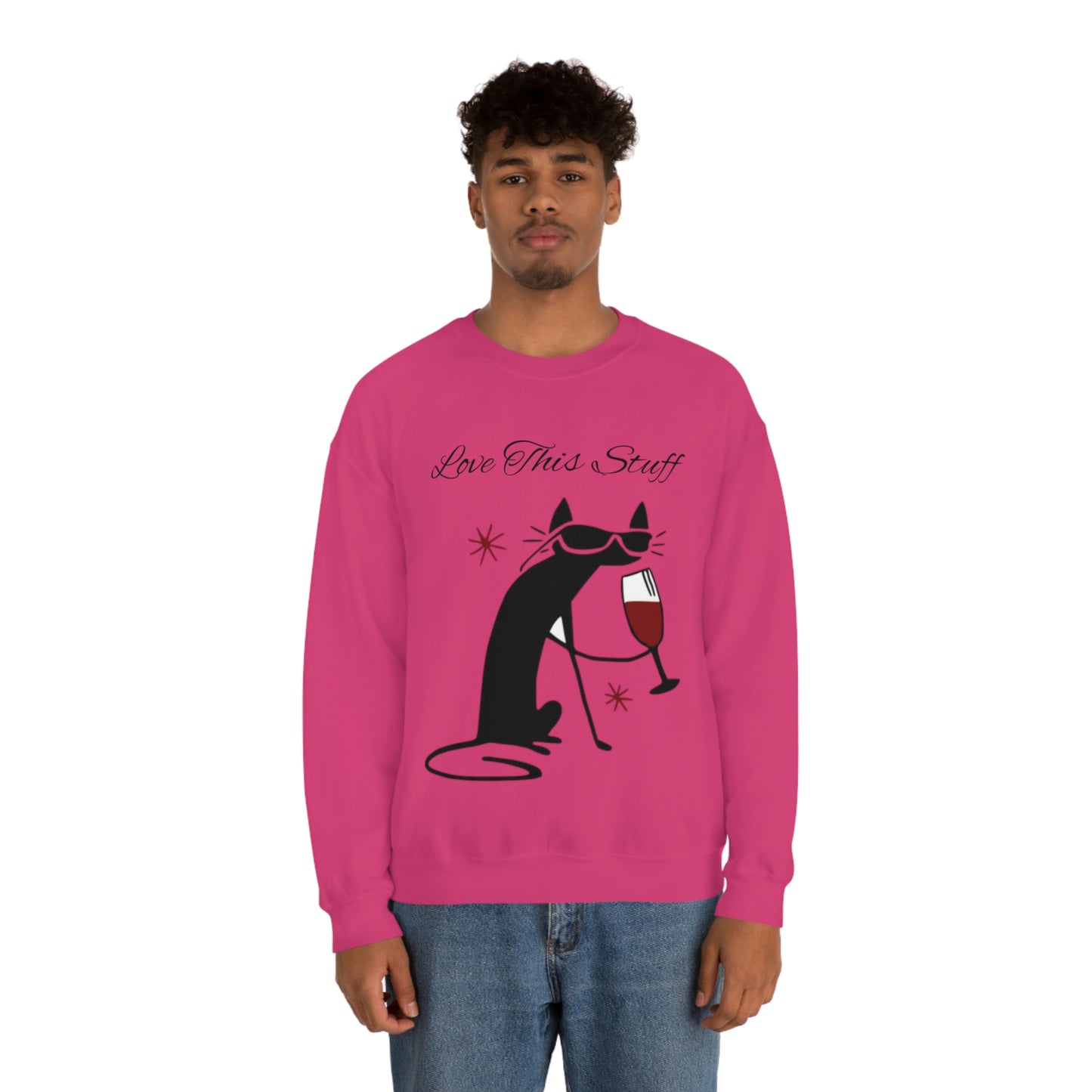 Sudadera unisex de cuello redondo y mezcla pesada Love This Stuff para viajes, trabajo y escuela