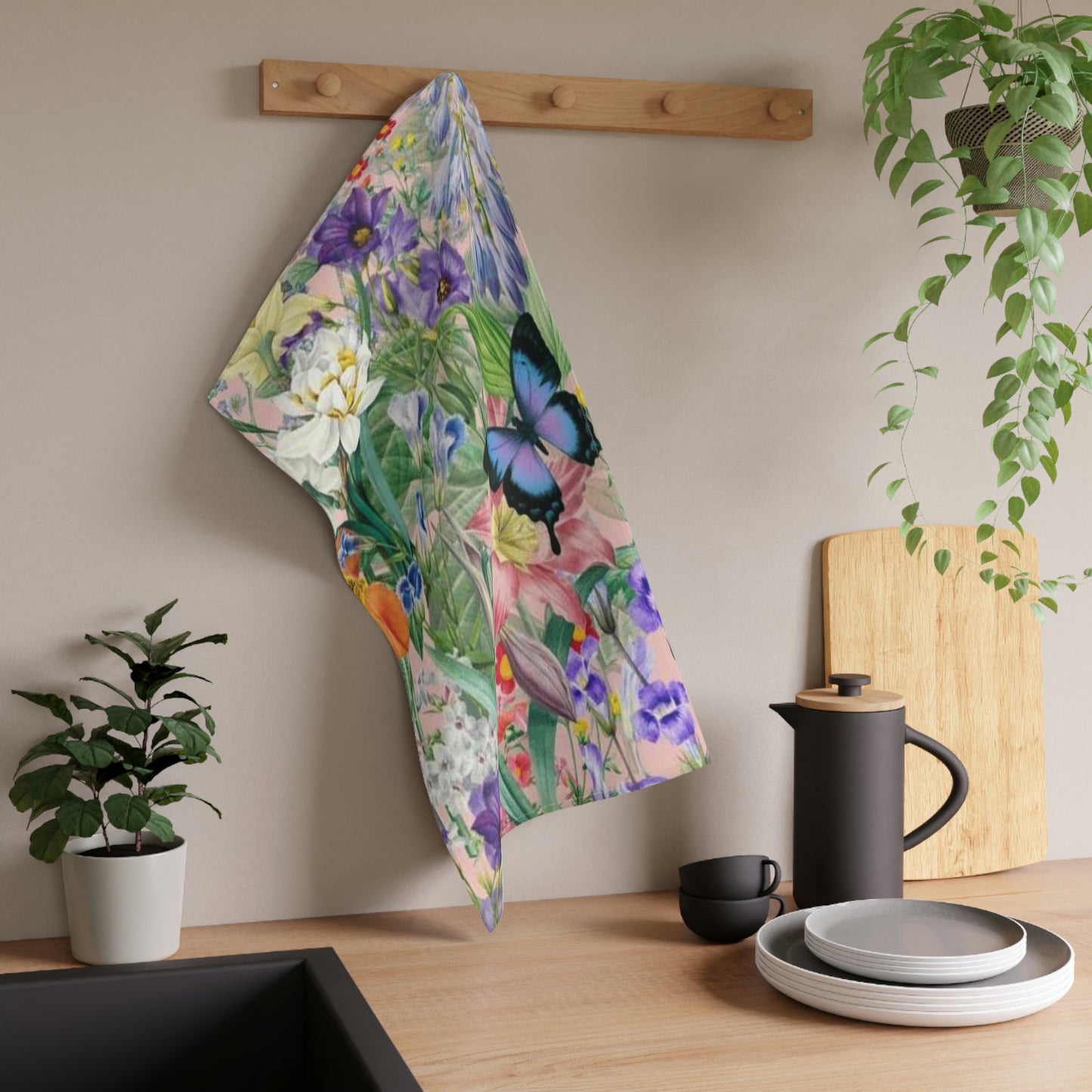 Toalla de cocina con diseño de mariposas y flores. ¡Un gran regalo para una fiesta de cumpleaños!