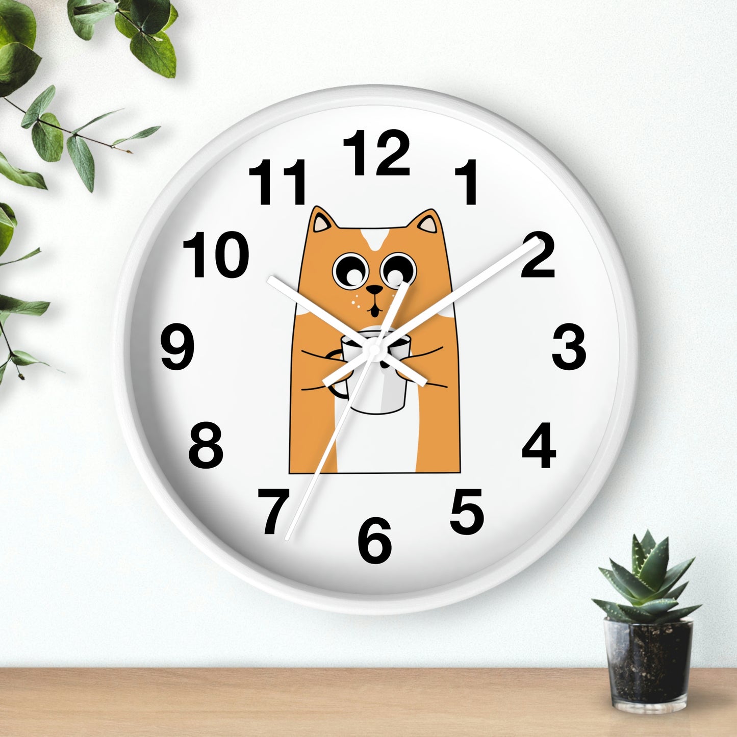 Reloj de pared con diseño de gato y café caliente Reloj de pared para amantes de los gatos ¡Un regalo fabuloso!