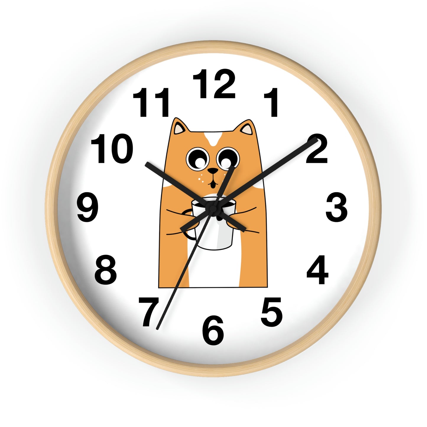 Reloj de pared con diseño de gato y café caliente Reloj de pared para amantes de los gatos ¡Un regalo fabuloso!