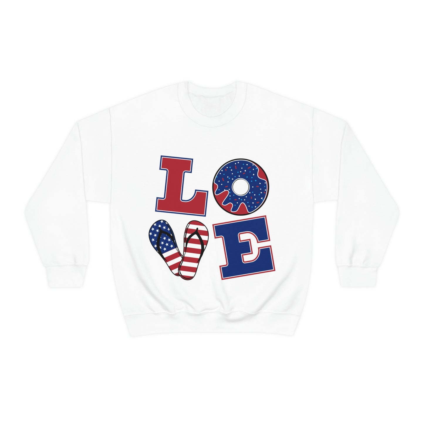 Sudadera con cuello redondo Love en rojo, blanco y azul ¡Te ves fabulosa!