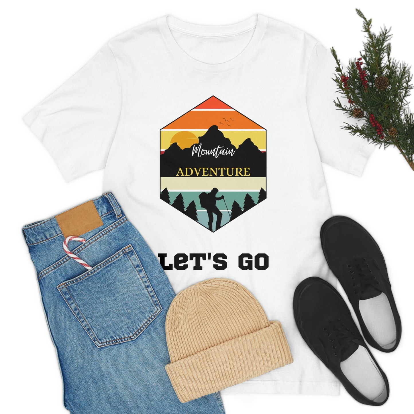 Camiseta de manga corta unisex Let's Go Hiking Adventures