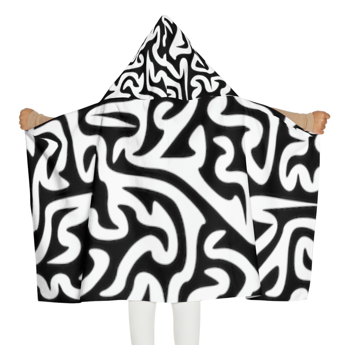 Toalla con capucha para jóvenes Maze Black White Diviértete lavándote