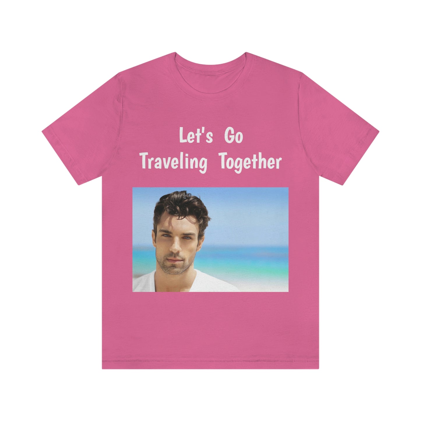Camiseta de manga corta para hombre guapo que viaja, trabaja y hace películas