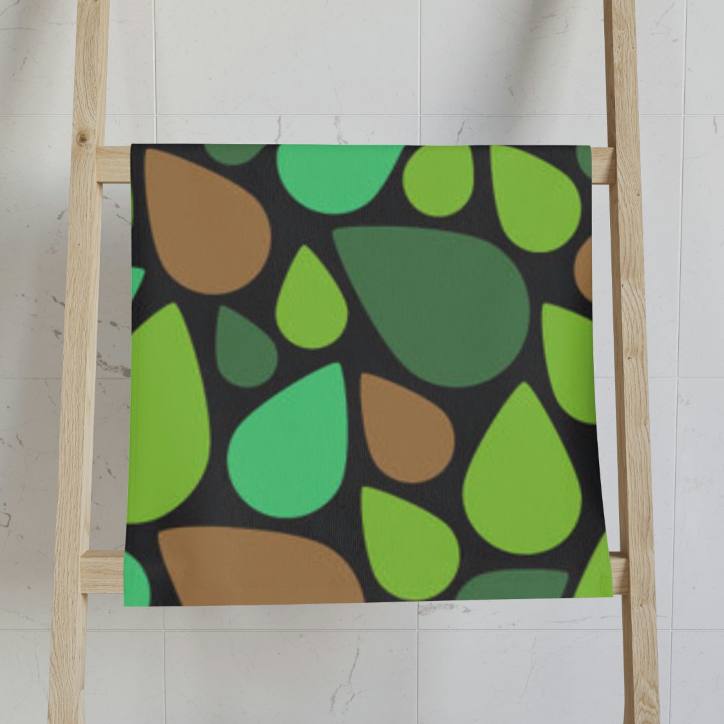 Toalla de manos con forma de lágrimas verdes y marrones, ¡impecable!