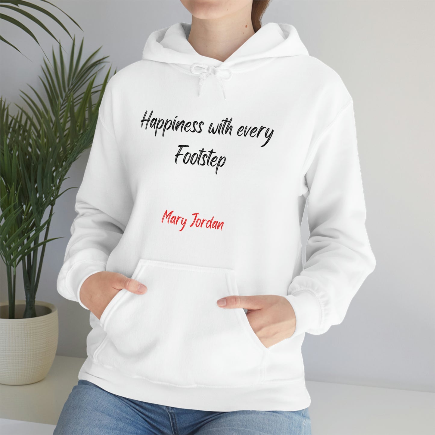 Sudadera con capucha unisex Mary Jordan Heavy Blend™ para hombre, mujer y niño, Happiness With Every Step