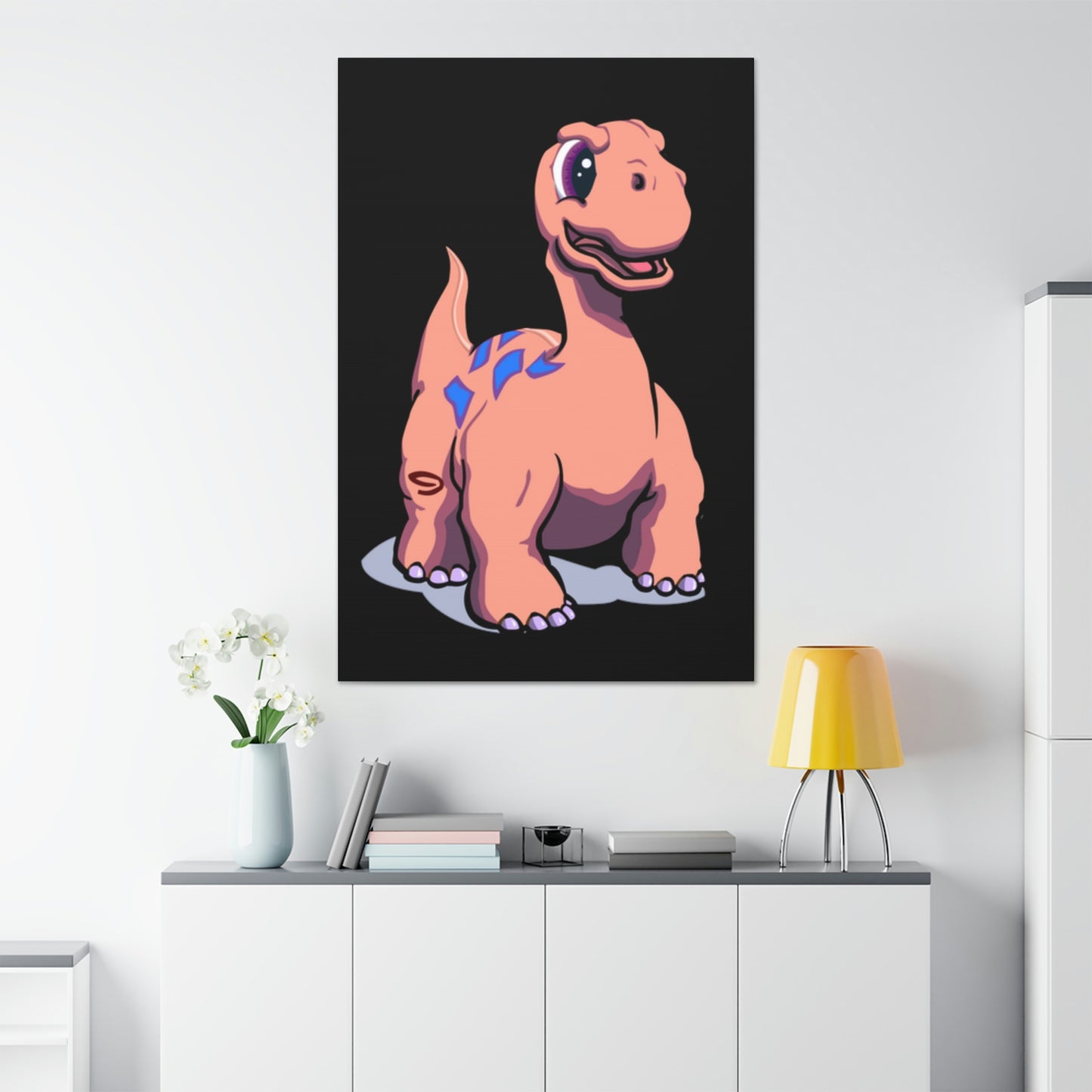 Lienzo estirado con fondo negro de dinosaurio, 1,5'', regalo de cumpleaños para niños pequeños y niños pequeños