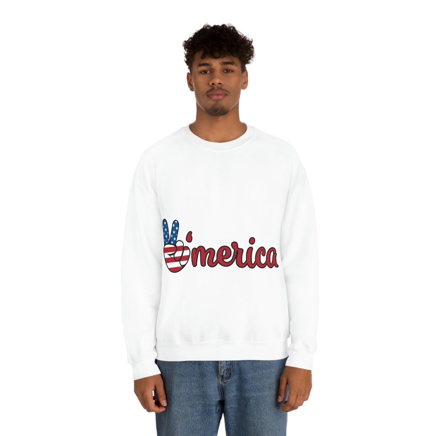 Sudadera de cuello redondo con el símbolo de la paz de Estados Unidos ¡Viajemos juntos!